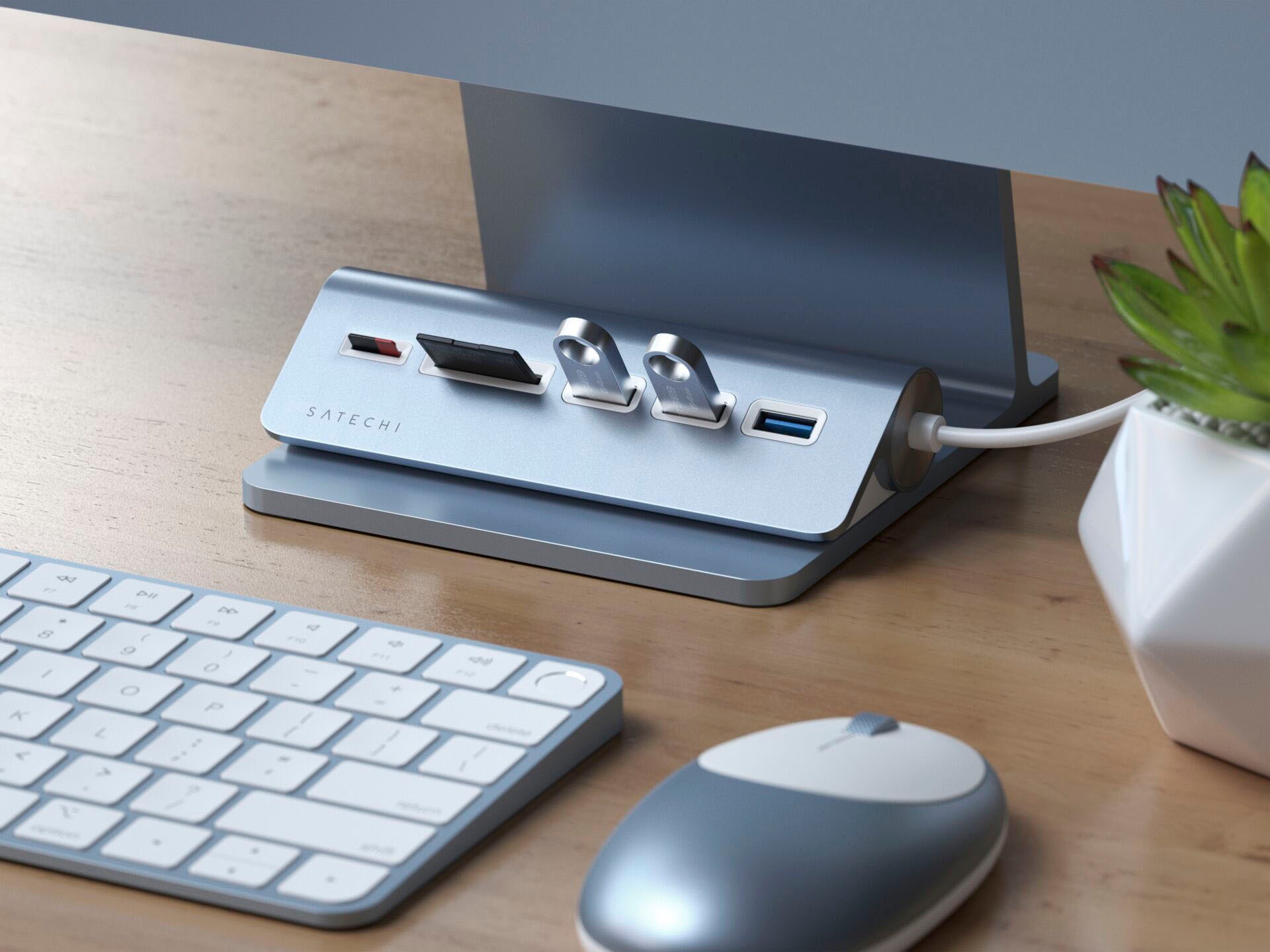 Satechi USB-Adapter »Type-C Aluminum USB Hub & Card Reader«, USB 3.0 Typ A zu USB Typ C