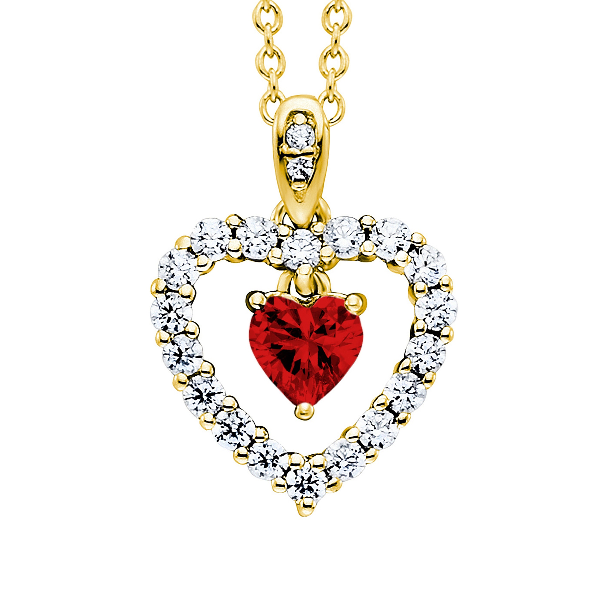 Julie Julsen Kette mit Anhänger »925/- Sterling Silber vergoldet Herz mit Zirkonia weiß und rot«