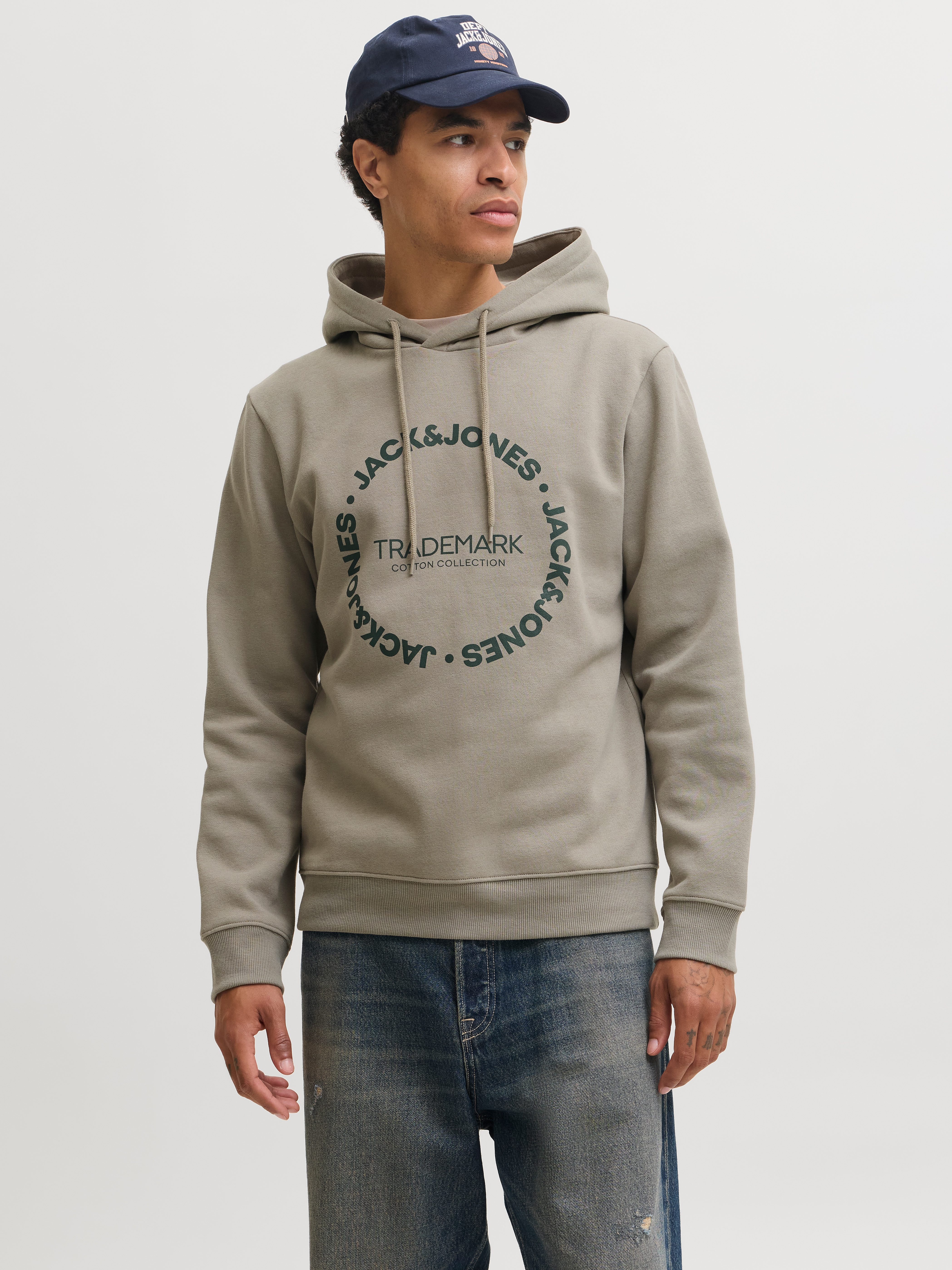 Jack & Jones Kapuzensweatshirt "JJBENSON SWEAT HOOD", Materialmix, regular fit