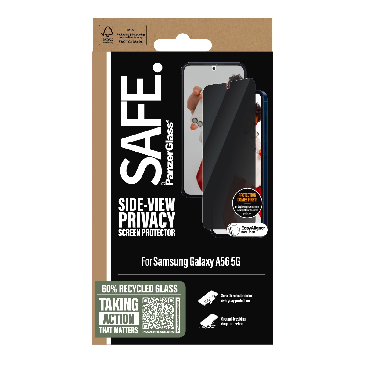 SAFE by PanzerGlass Displayschutzglas »Side-View Privacy Screen Protector«, für Samsung Galaxy A56, Blickschutzfolie, Schutzfolie, Bildschirmschutz, kratz- & stoßfest