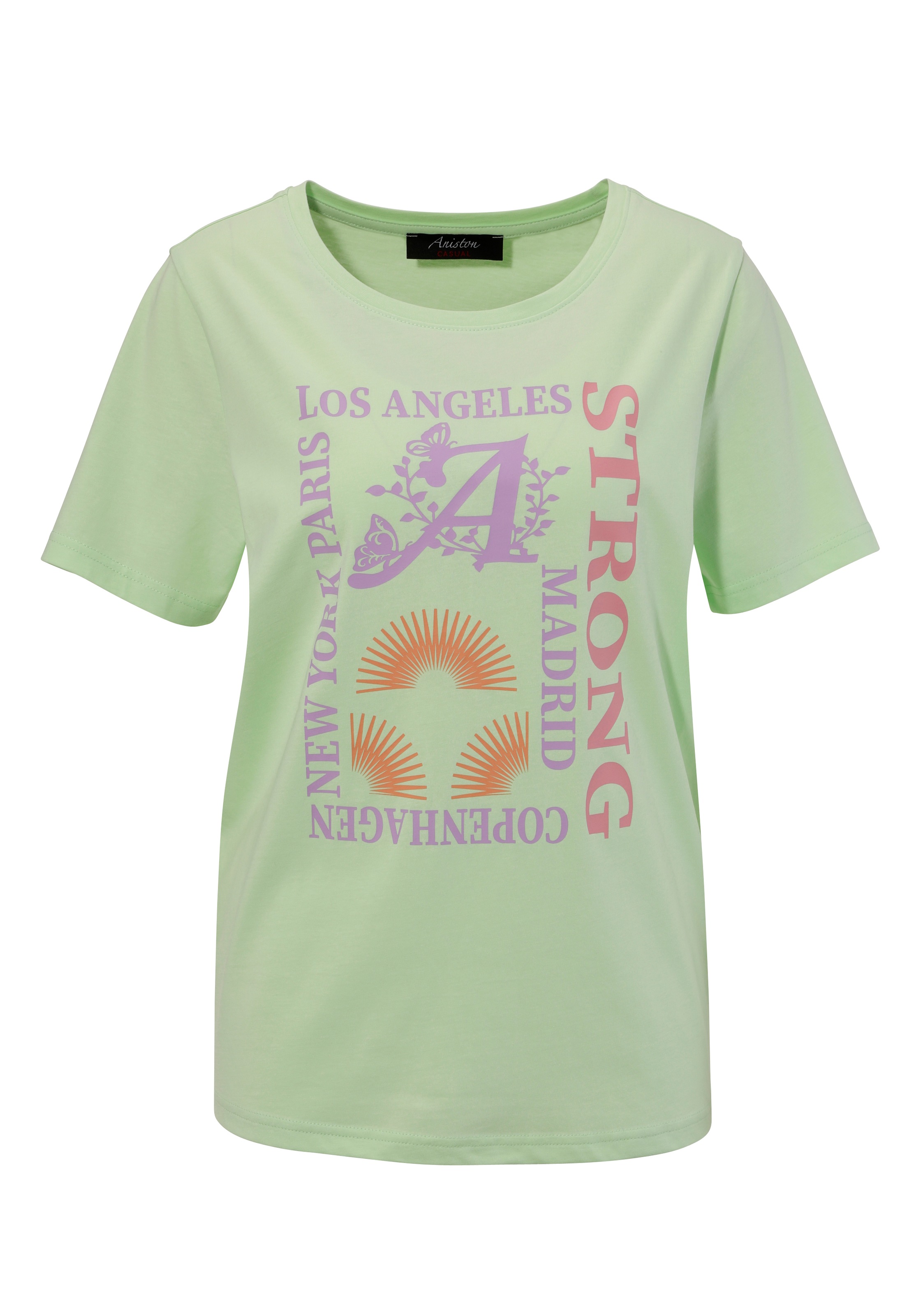 Aniston CASUAL T-Shirt, mit farbharmonischen Frontprint aus Foliendruck - NEUE KOLLEKTION