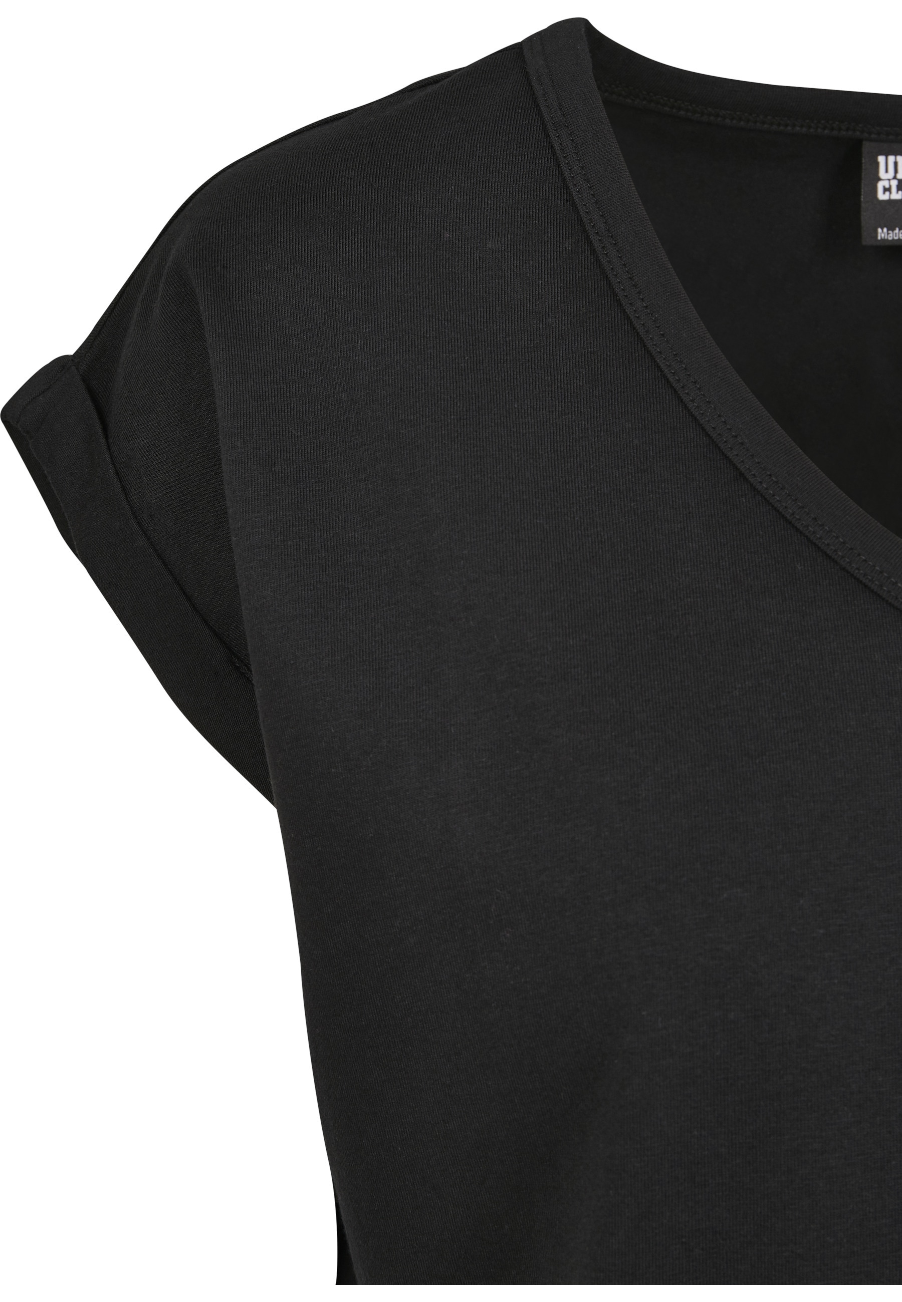 URBAN CLASSICS Kurzarmshirt »Urban Classics Damen Ladies Round V-Neck Extended Shoulder Tee« 1 Stk.
