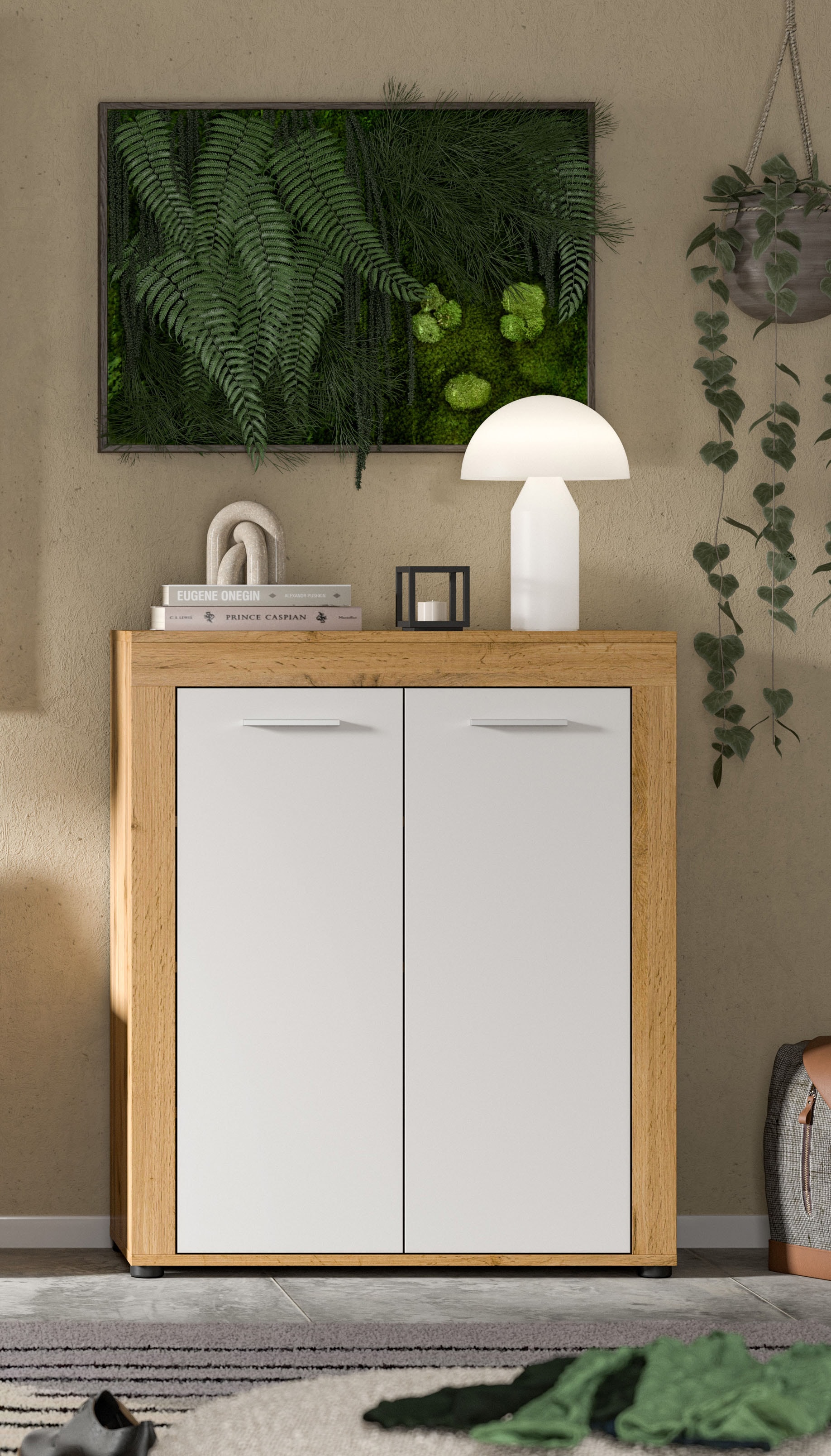 OTTO home Schuhschrank "AOSTA, Höhe 95cm, 2 Türen, 3 Einlegeböden, 4 Fächer" in verschiedenen Farbausführungen erhältlich, individuell kombinierbar, Kommode, Schrank, Sideboard, Flurkommode, Anrichte, Garderobenschrank