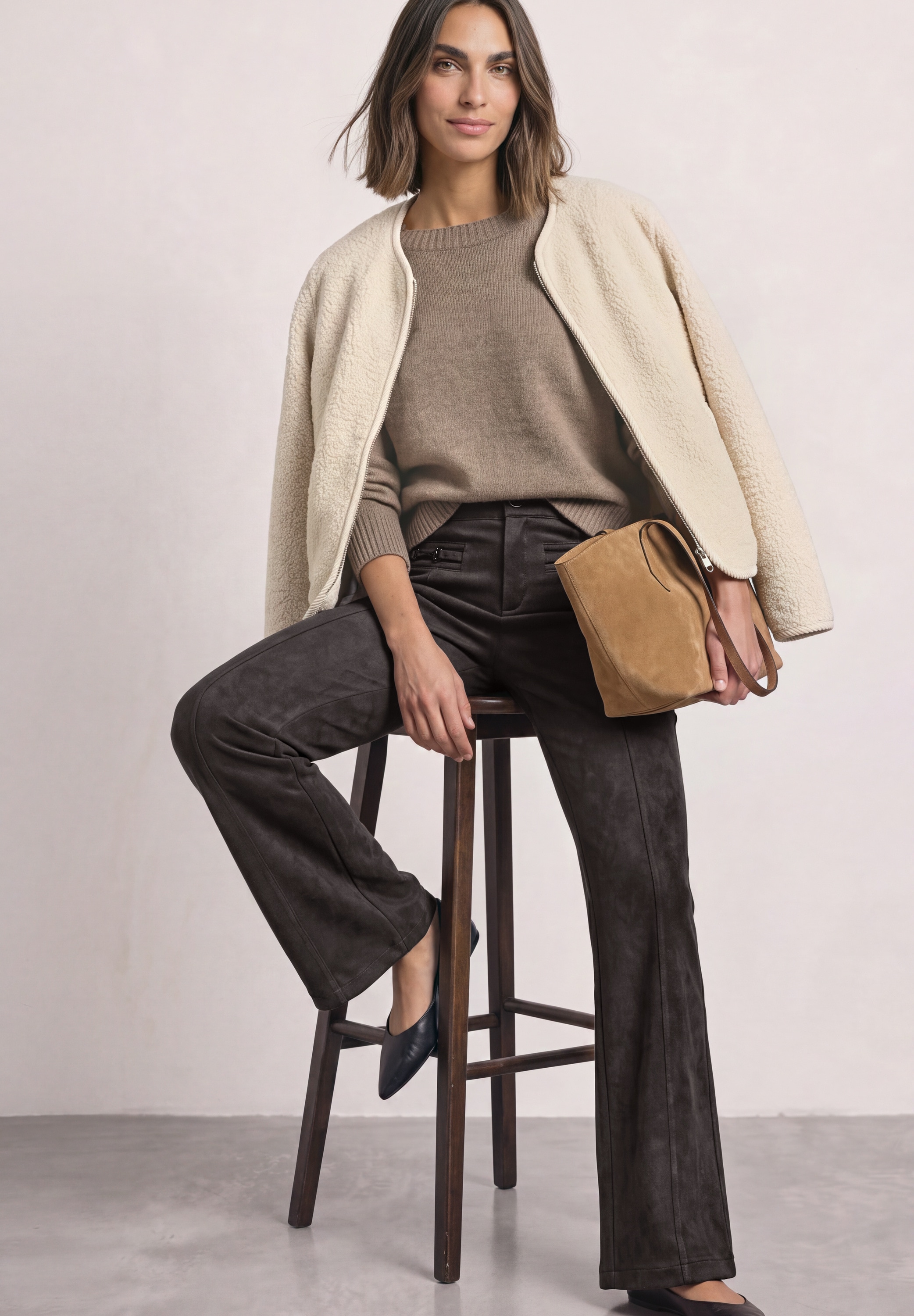 STREET ONE Bootcuthose »Style Blaire«  Velourshose im Slim Fit