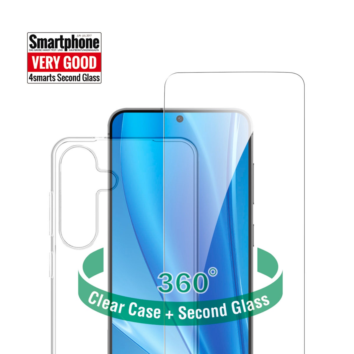 4smarts Handyhülle »360° Protection Set für Samsung Galaxy S25«, Backcover, Schutzhülle, Handyschutzhülle, Case, Schutzcase, stoßfest