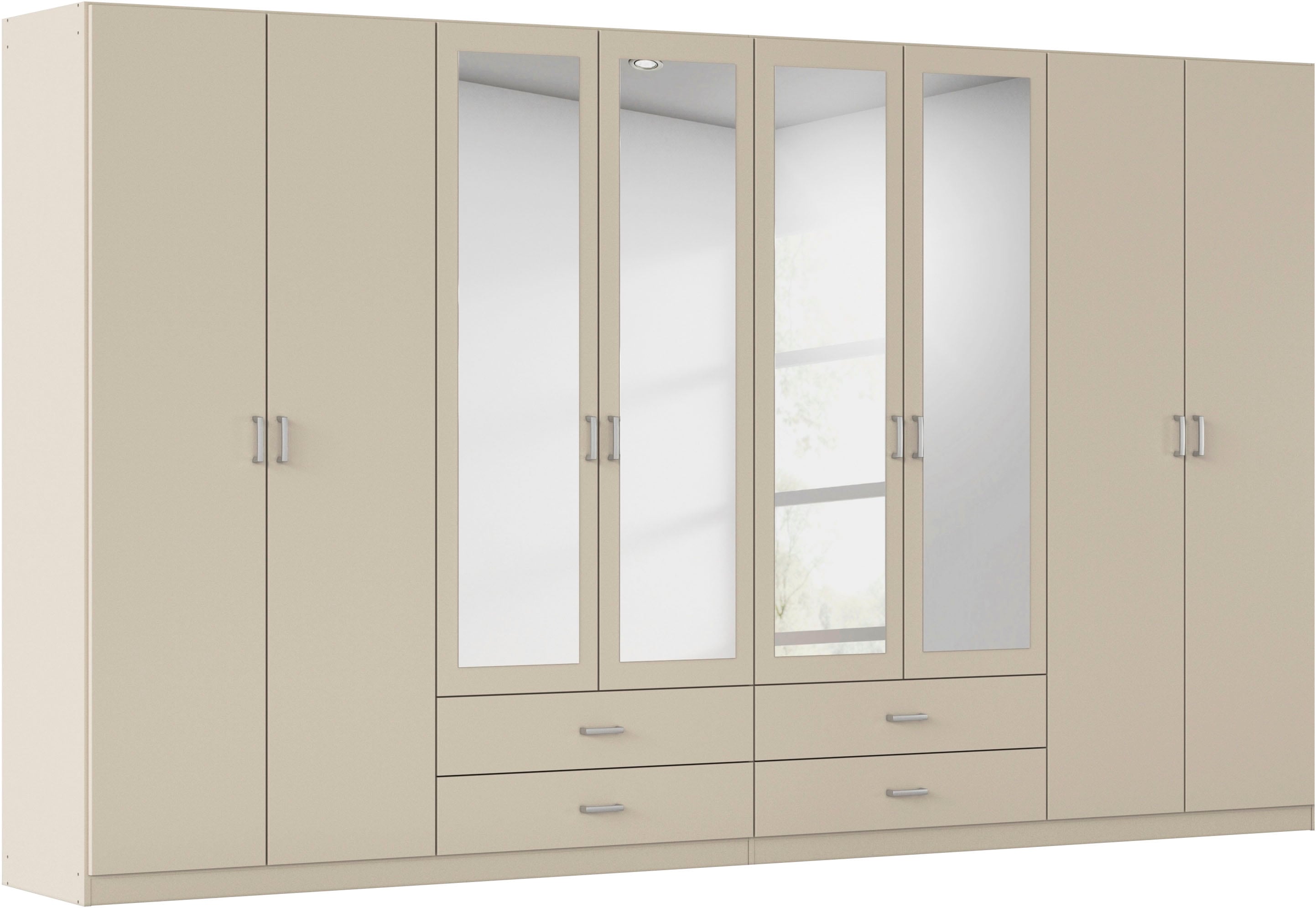 rauch Kleiderschrank "Schrank Garderobe Ankleide GAMMA Breiten 91/136/181/226/271/315/360 cm" in 3 Ausstattungen BASIC/CLASSIC/PREMIUM (inkl. SOFT-CLOSE-Funktion), verschiedene Griff-Varianten, mit Spiegel TOPSELLER MADE IN GERMANY