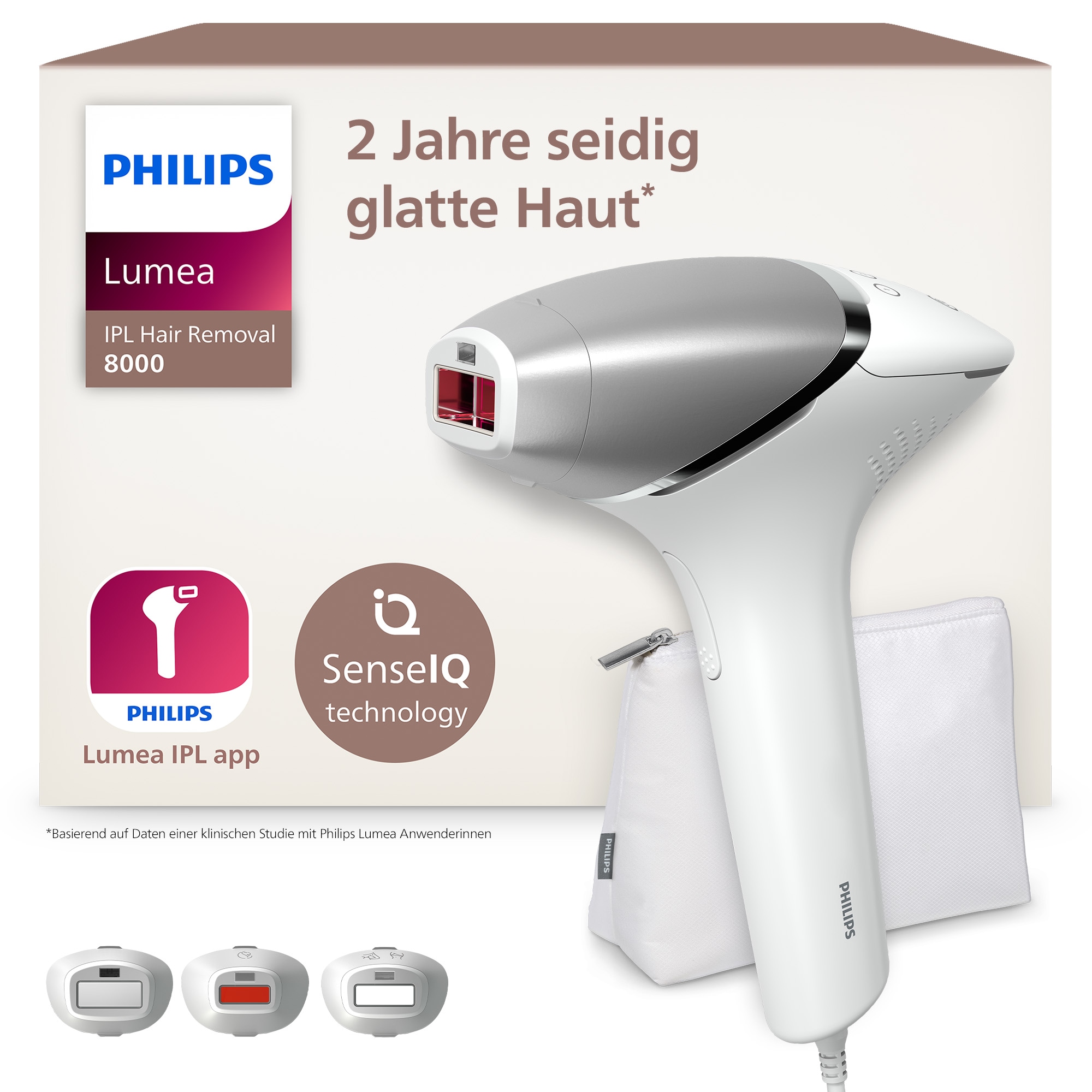 Philips IPL-Haarentferner "Philips Lumea Series 8000 BRI946/00" 450.000 Lichtimpulse 3 Aufsätze (Körper, Gesicht, Präzision)