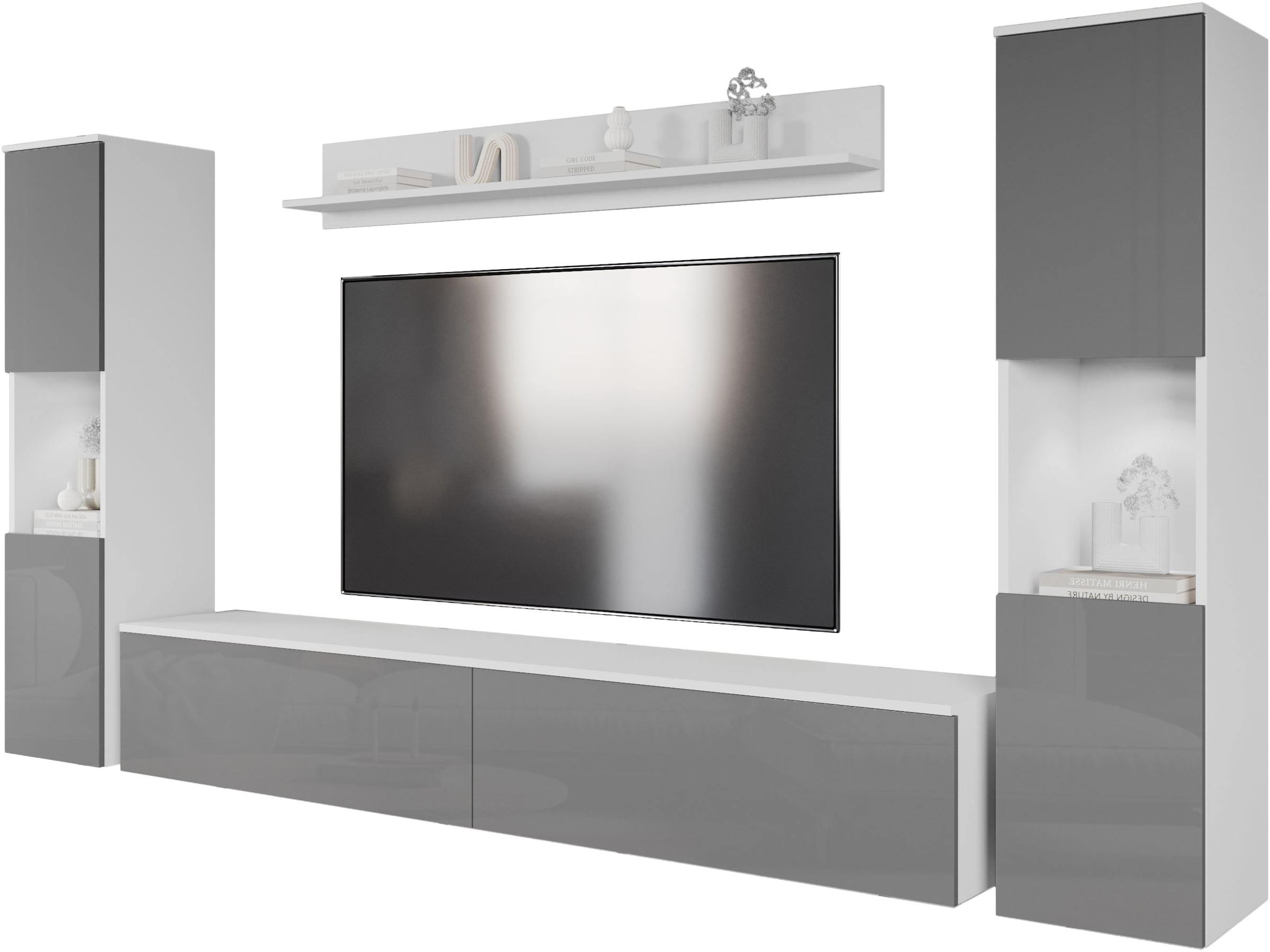INOSIGN Wohnwand "PARIS, Vitrine Türanschlag links/rechts wechselbar", (Kom günstig online kaufen
