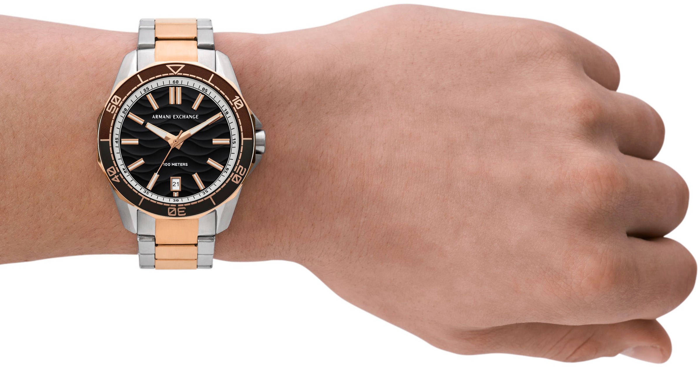 ARMANI EXCHANGE Quarzuhr, Armbanduhr, Herrenuhr, bis 10 bar wasserdicht, Edelstahlarmband