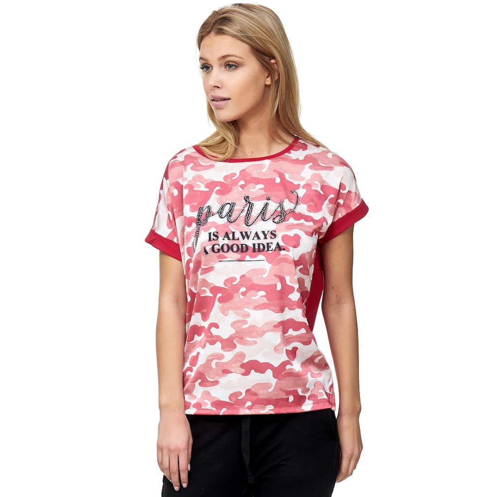 Decay T-Shirt mit Military Muster und Strasssteinen