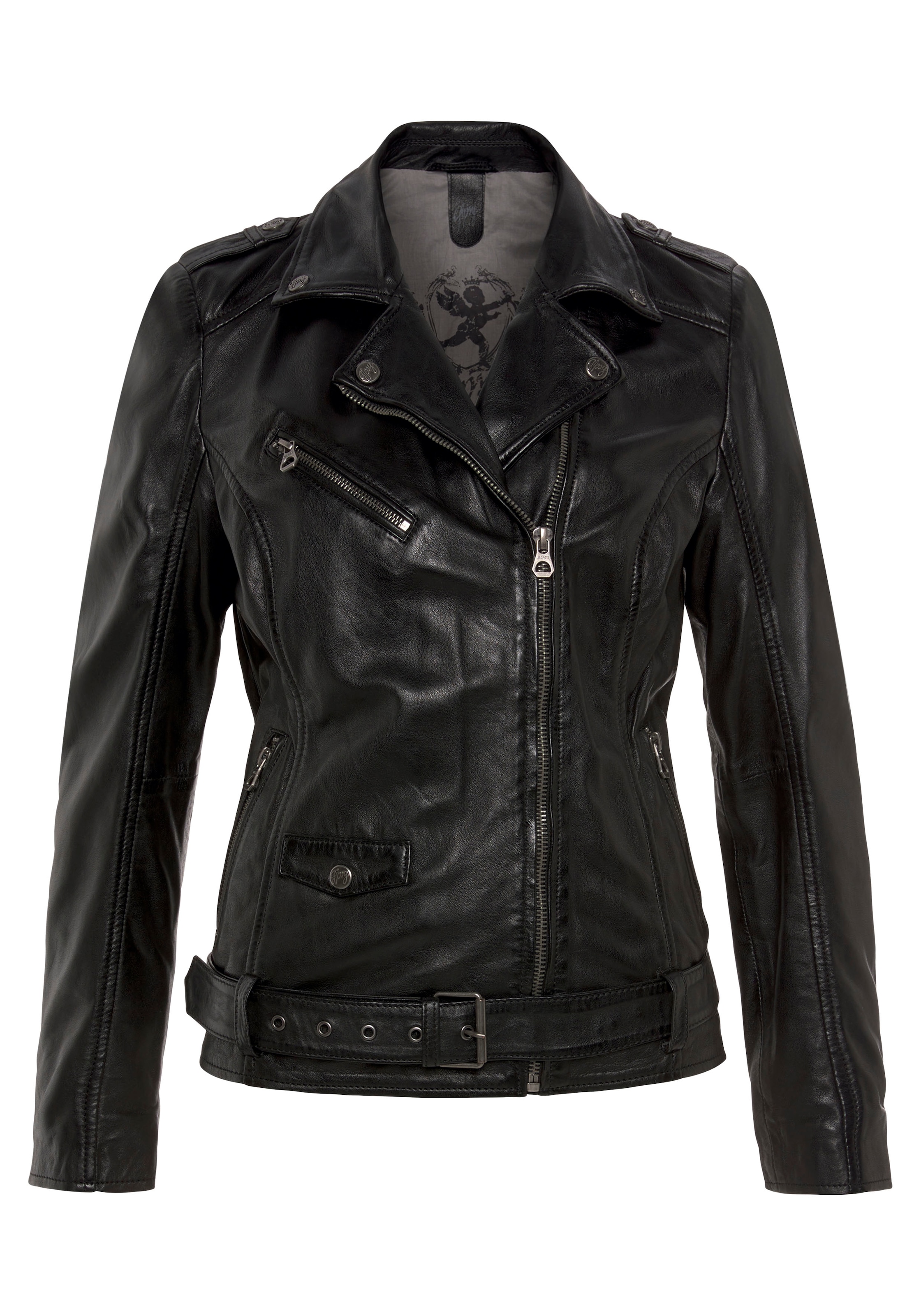 Gipsy Lederjacke »AUBREE«, lässige Bikerjacke mit Gürtel