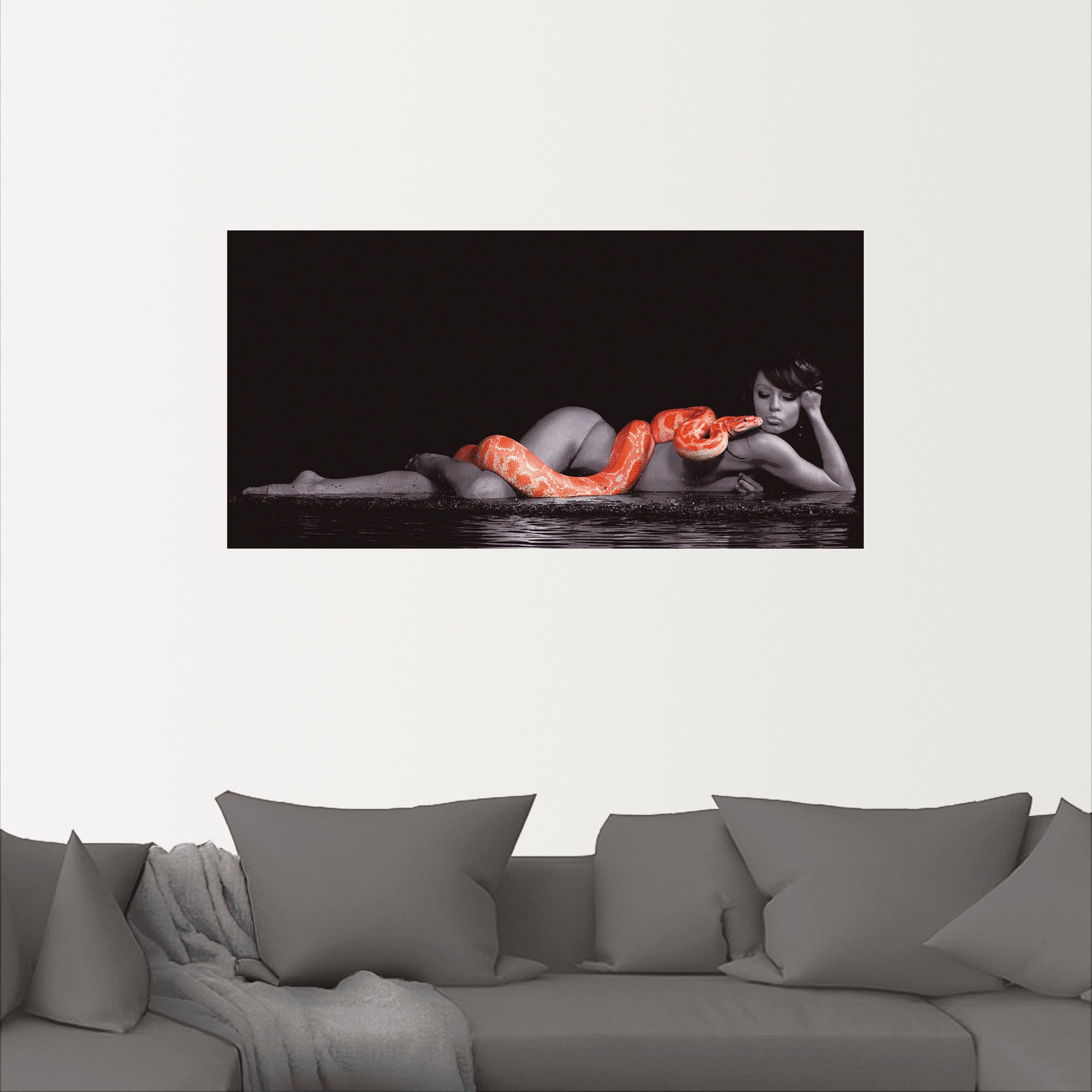 Artland Wandbild »Frau in Wasser liegend mit Python«, Frau, (1 St.), als Leinwandbild, Poster, Wandaufkleber in verschied. Größen