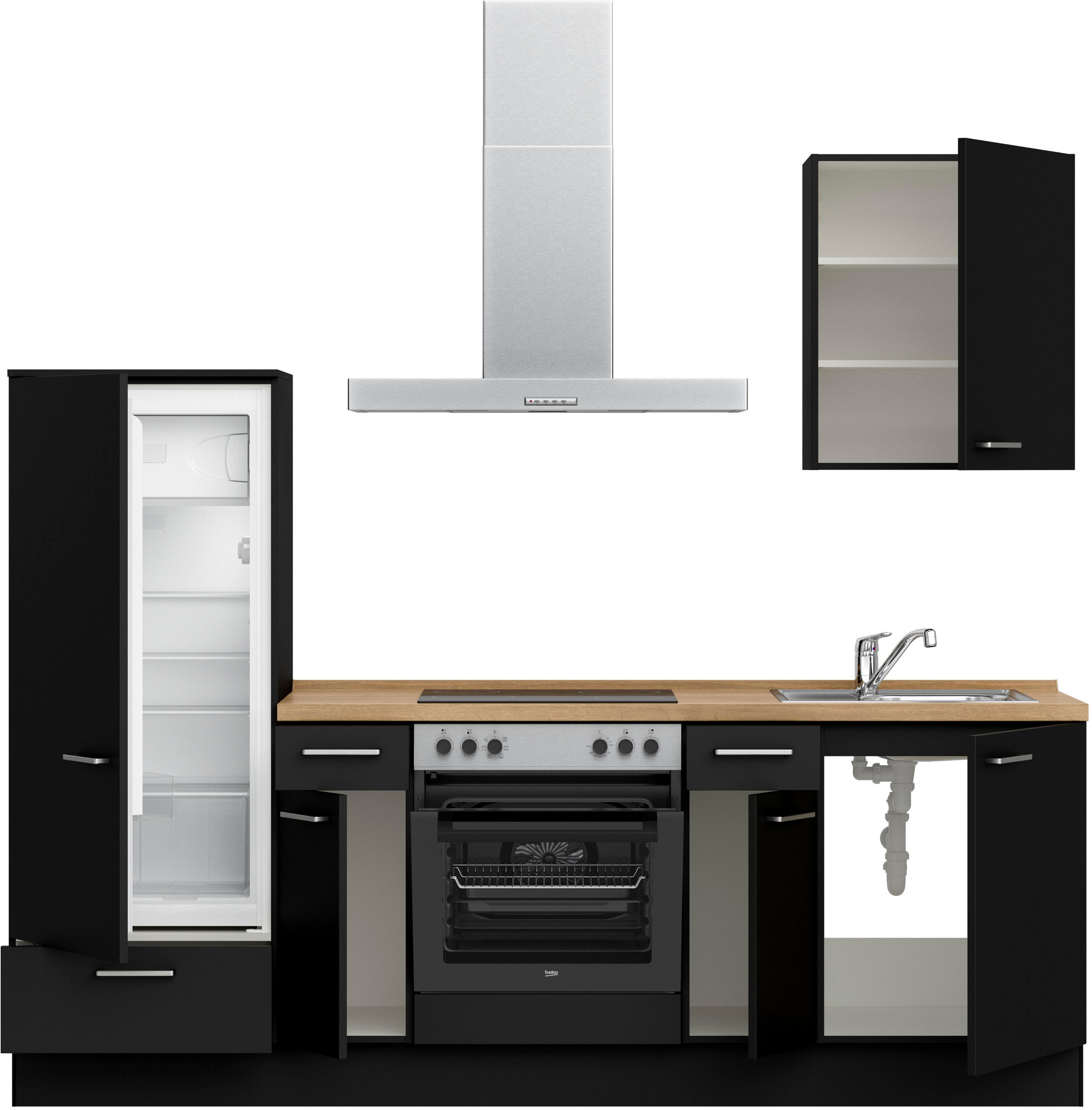 nobilia® Küchenzeile »"Touch I"«, vormontiert, Ausrichtung wählbar, Breite 240 cm, wahlw. mit E-Geräten