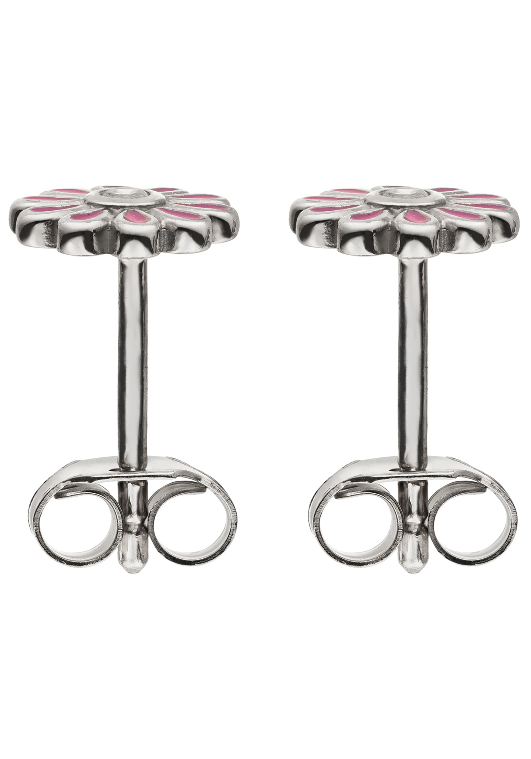 JOBO Paar Ohrstecker »Kleine Ohrringe rosa Blume 6 mm« 925 Silber mit 2 Zirkonia