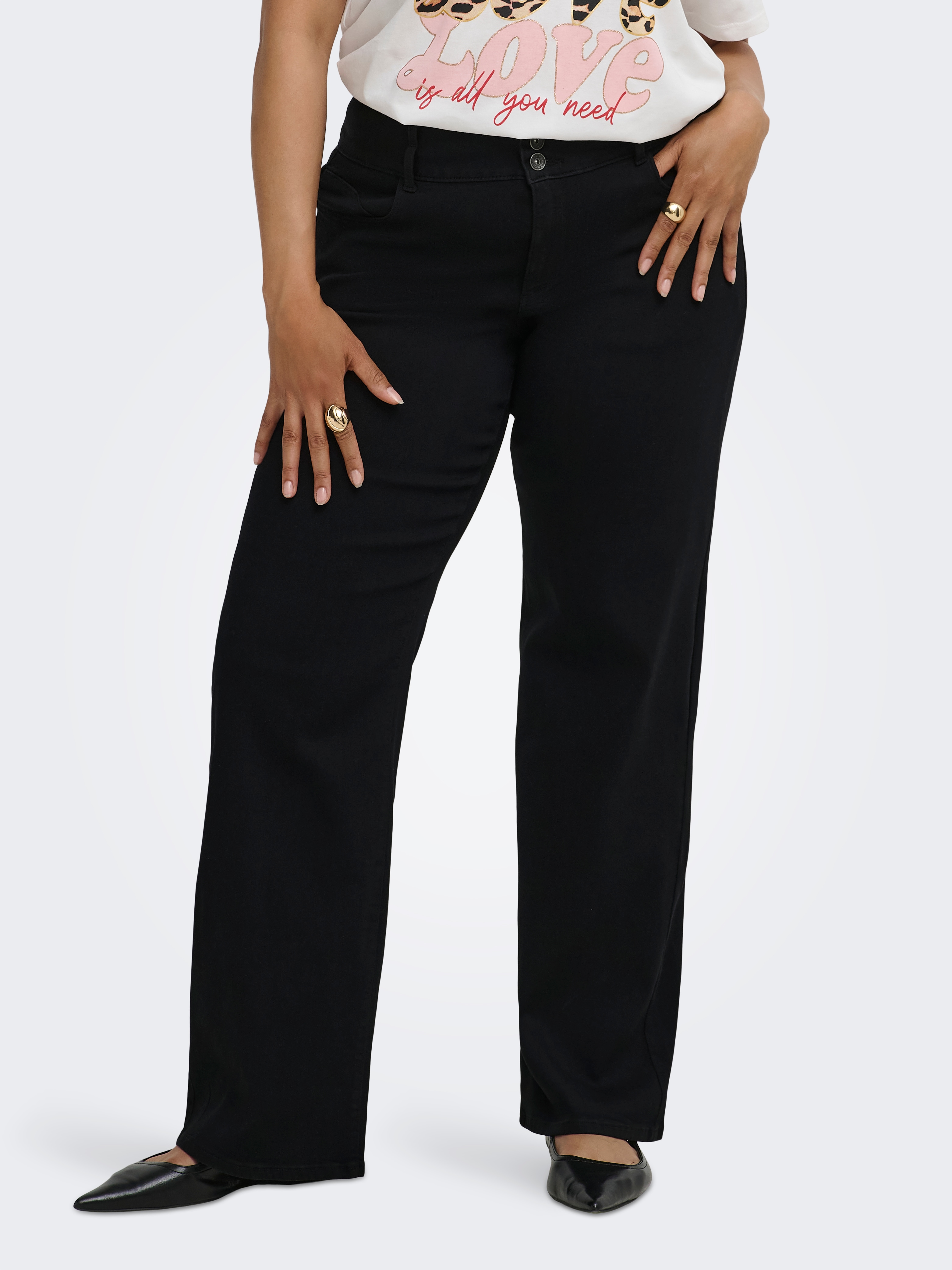 ONLY CARMAKOMA High-waist-Jeans "CARANNA HW WIDE BLACK DNM NOOS" Viskosemischung, High Waist
