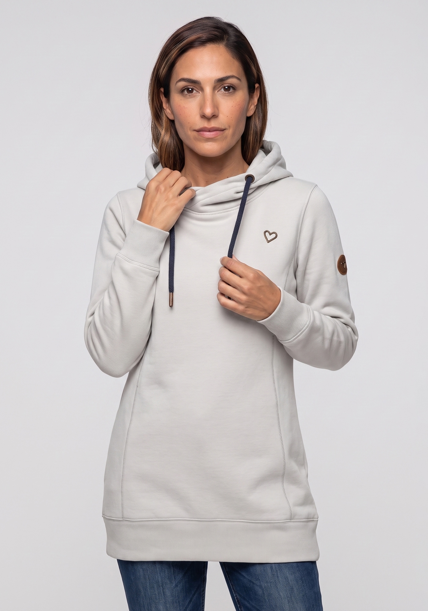 Alife & Kickin Kapuzensweatshirt "AlvaAK A", schlichtes Kapuzensweatshirt mit Herz-Aufnäher, länger geschnitten