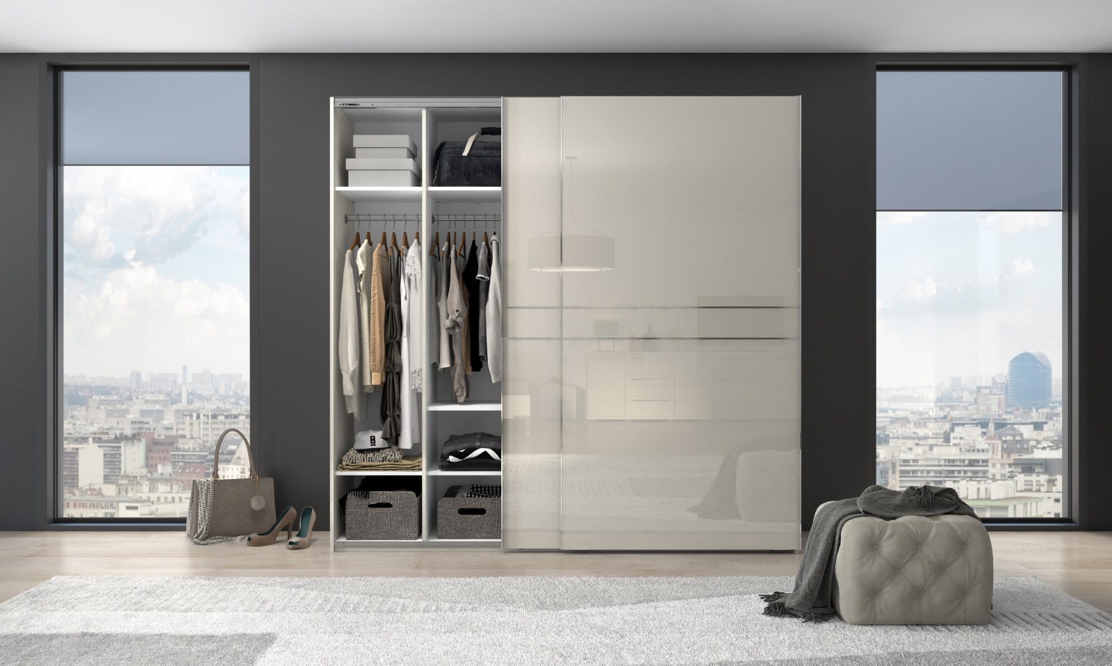 Thumbnail - PLACES OF STYLE Schwebetürenschrank "Piano, FSC-zertifiziert, mit Einlegeböden und Kleiderstangen" in 3 Breiten, 224cm h...