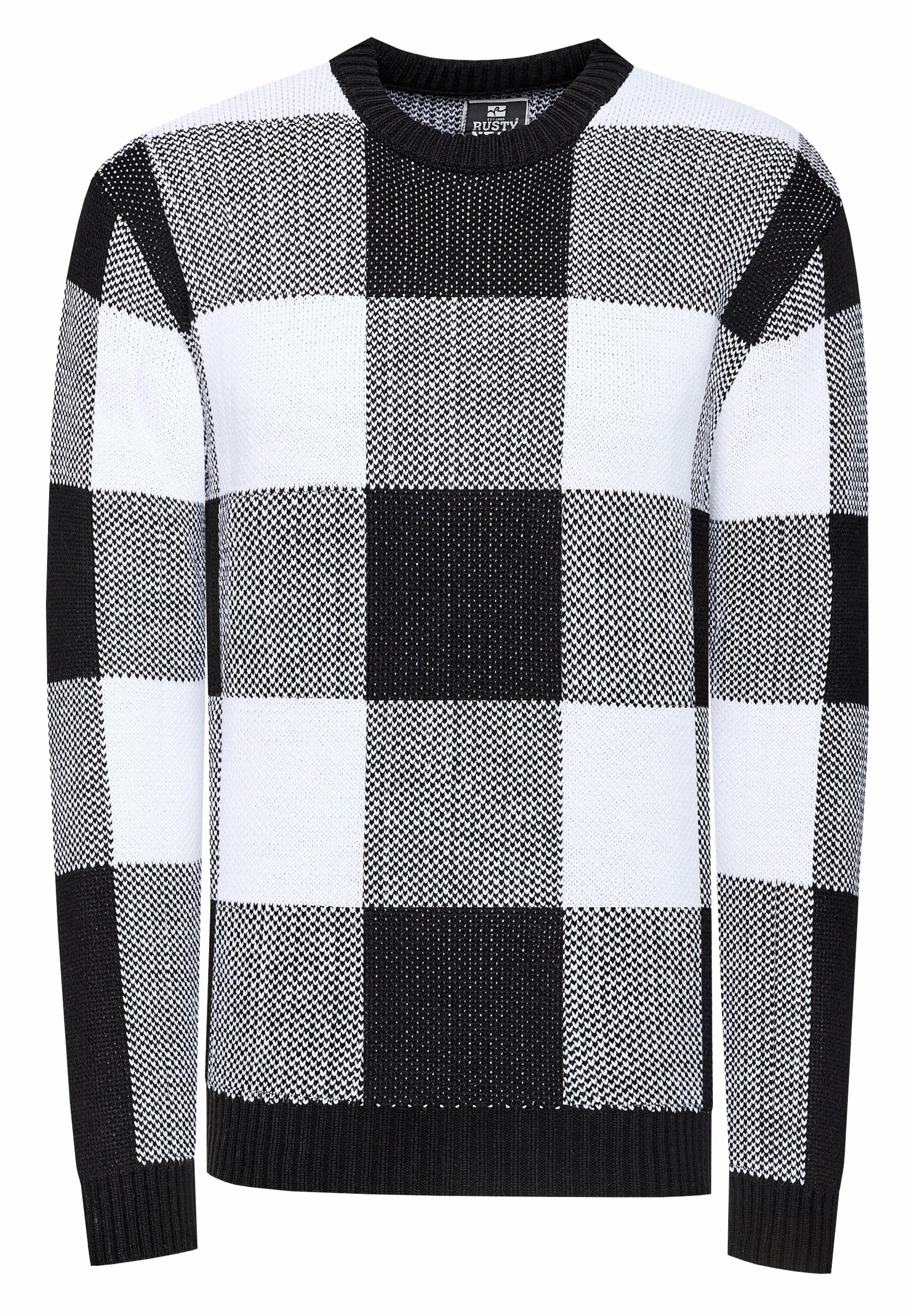 Rusty Neal Strickpullover, mit karierter Musterung