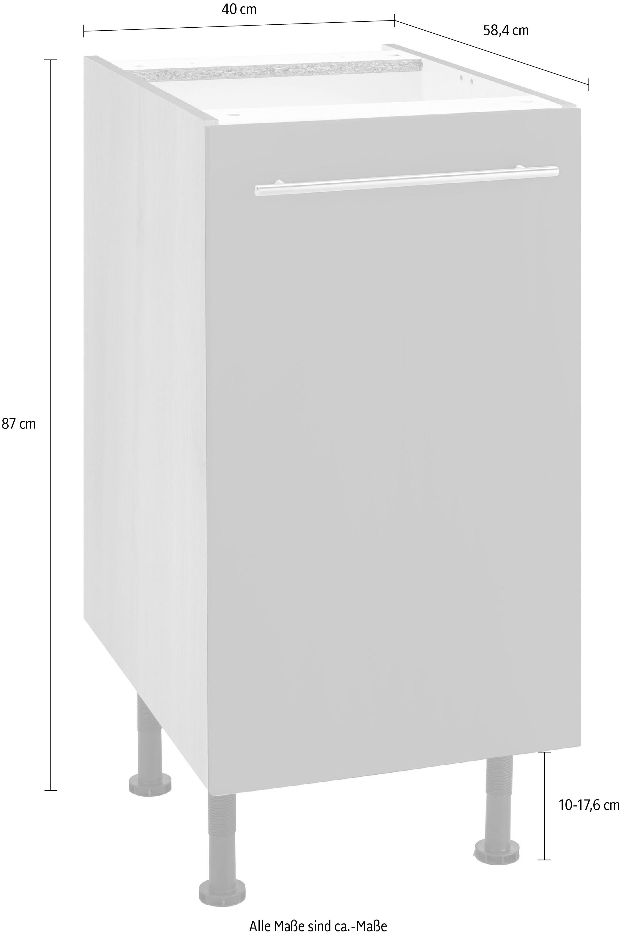 OPTIFIT Unterschrank »Bern«, 40 cm breit, mit 1 Tür mit höhenverstellbaren Füßen, mit Metallgriff