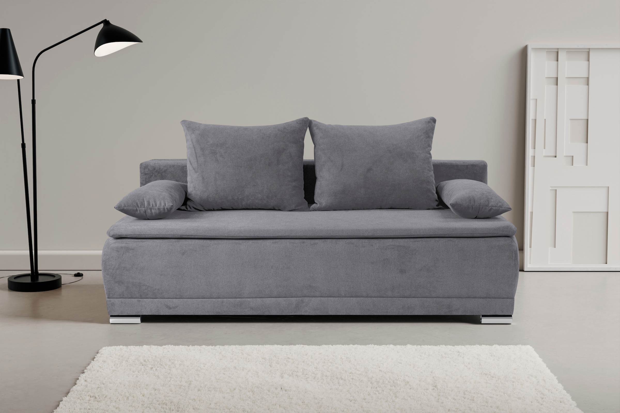 WERK2 Schlafsofa "Biggi 206 cm komfortabel und modern" Struktur weich, Schlaffunktion, Bettkasten