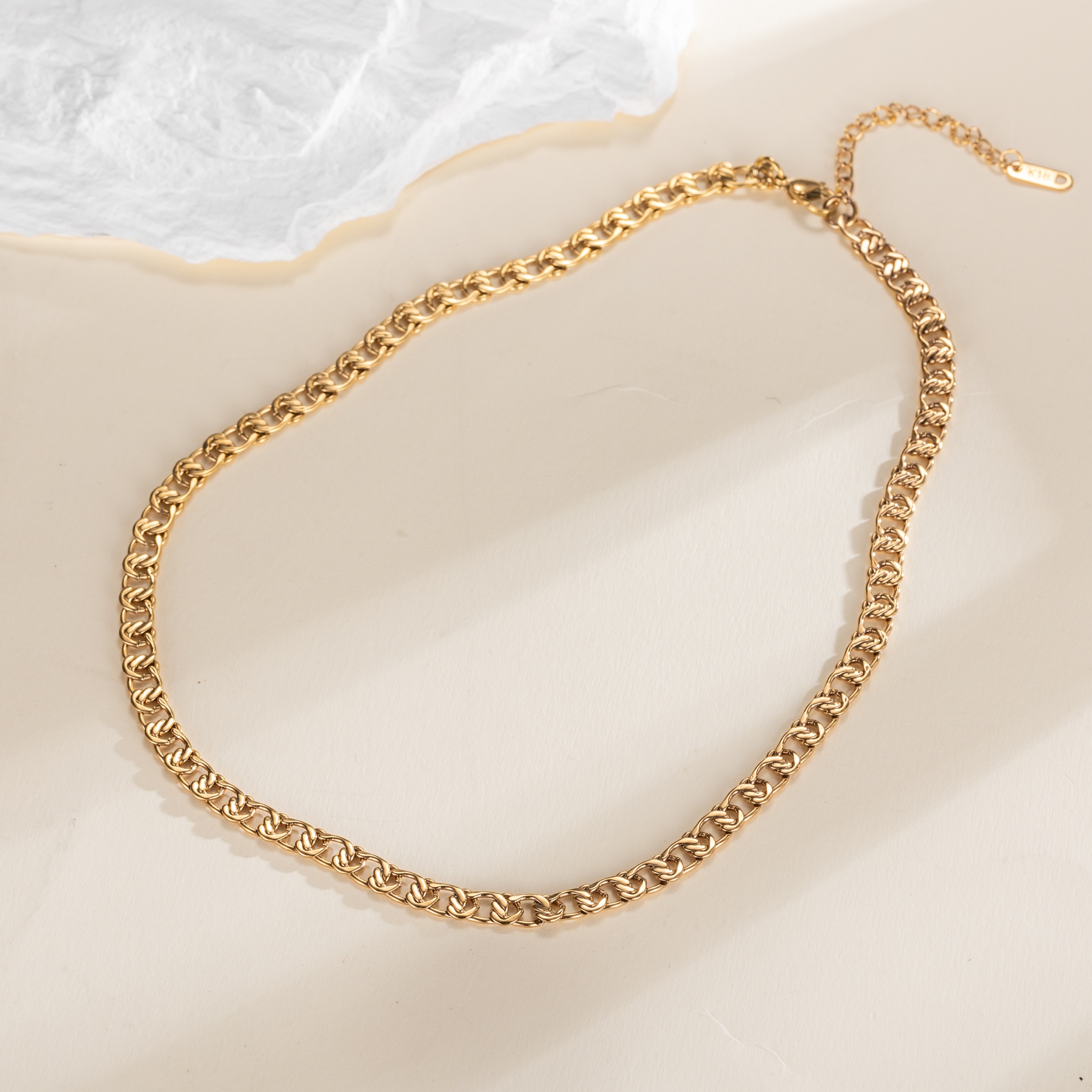 FIRETTI Cuban Chain Necklace Yellow Gold 45cm 2