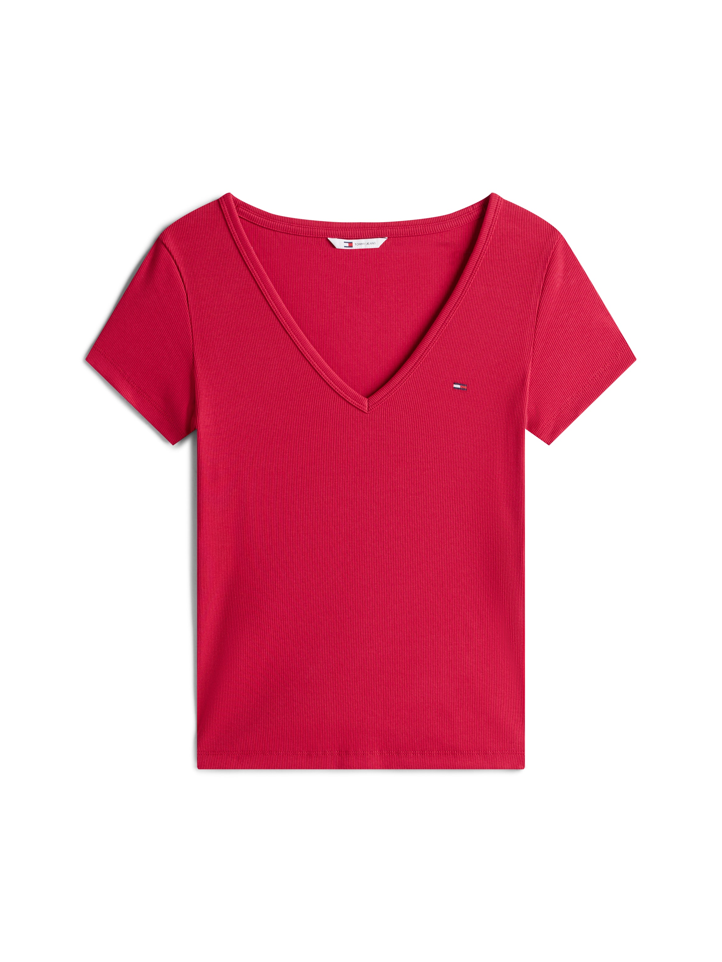 Tommy Jeans Kurzarmshirt »TJW SLIM ESSENTIAL RIB V SS«, mit gerippter Struktur