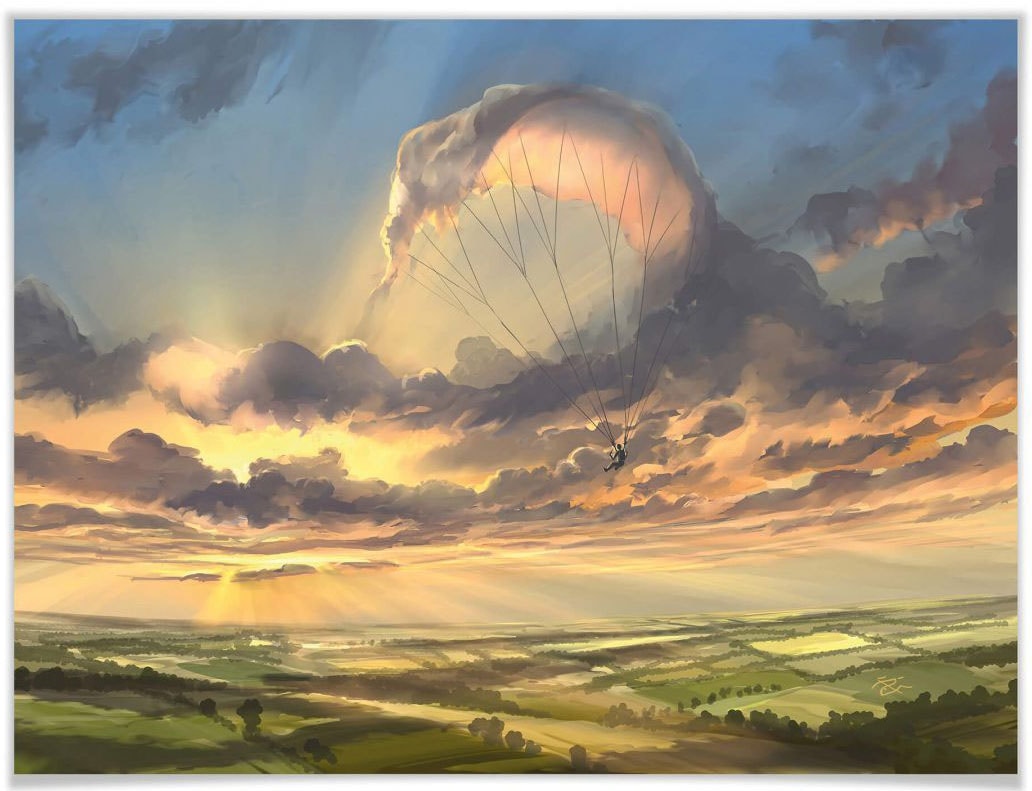 Schriftzug, bestellen Wolkenflug«, Bild, Bild St.), Poster, (1 Wandposter »Surrealismus Wandbild, BAUR | Poster Wall-Art