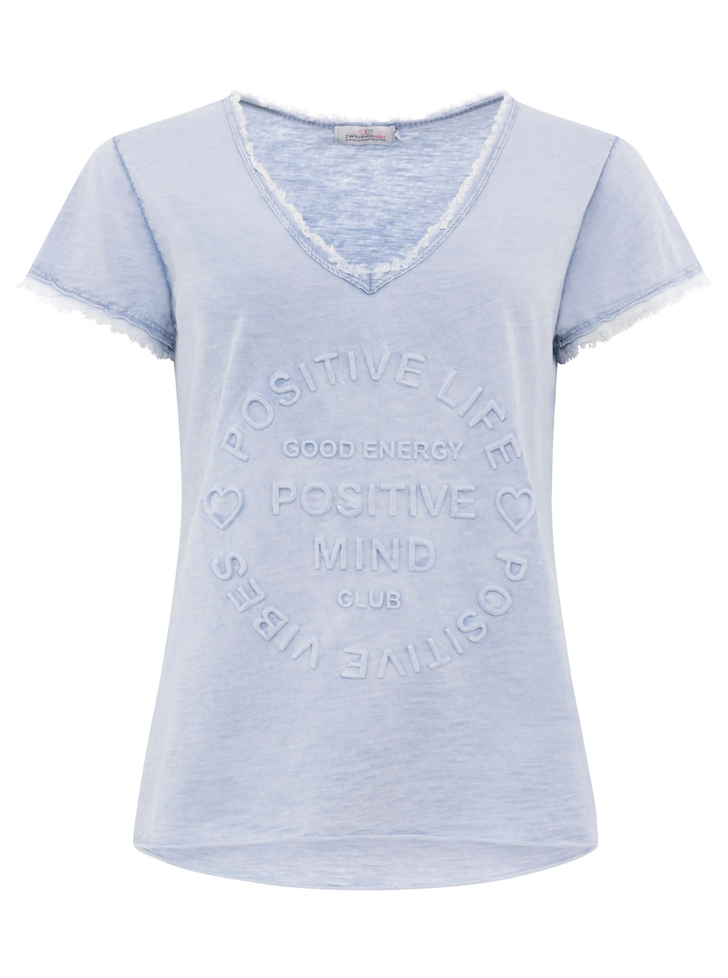 Zwillingsherz T-Shirt ""Positive Mind"", mit V-Neck, Stempeldruck und Saum günstig online kaufen