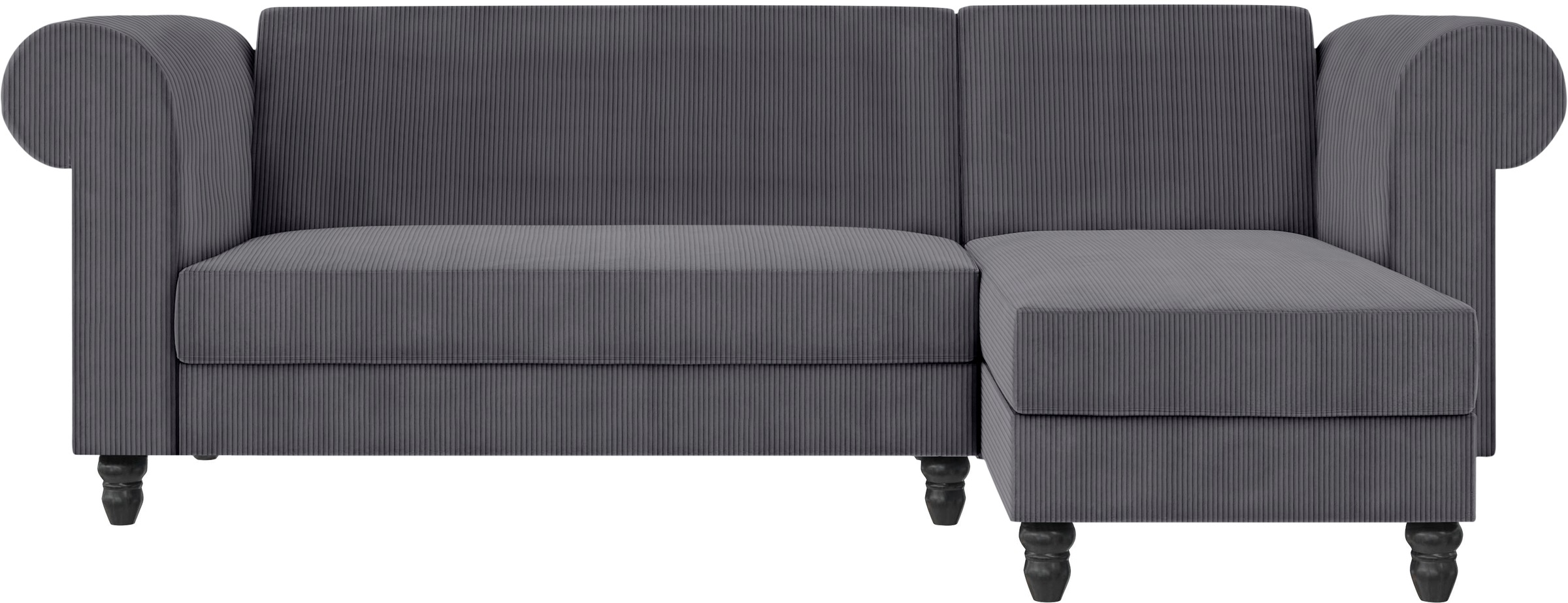 Dorel Home Ecksofa »Felix II, L-Form, Schlafsofa 241cm (Liegefl. 108/195 cm),«, verstellb. Rückenlehne, Recamiere wechselbar, Cord