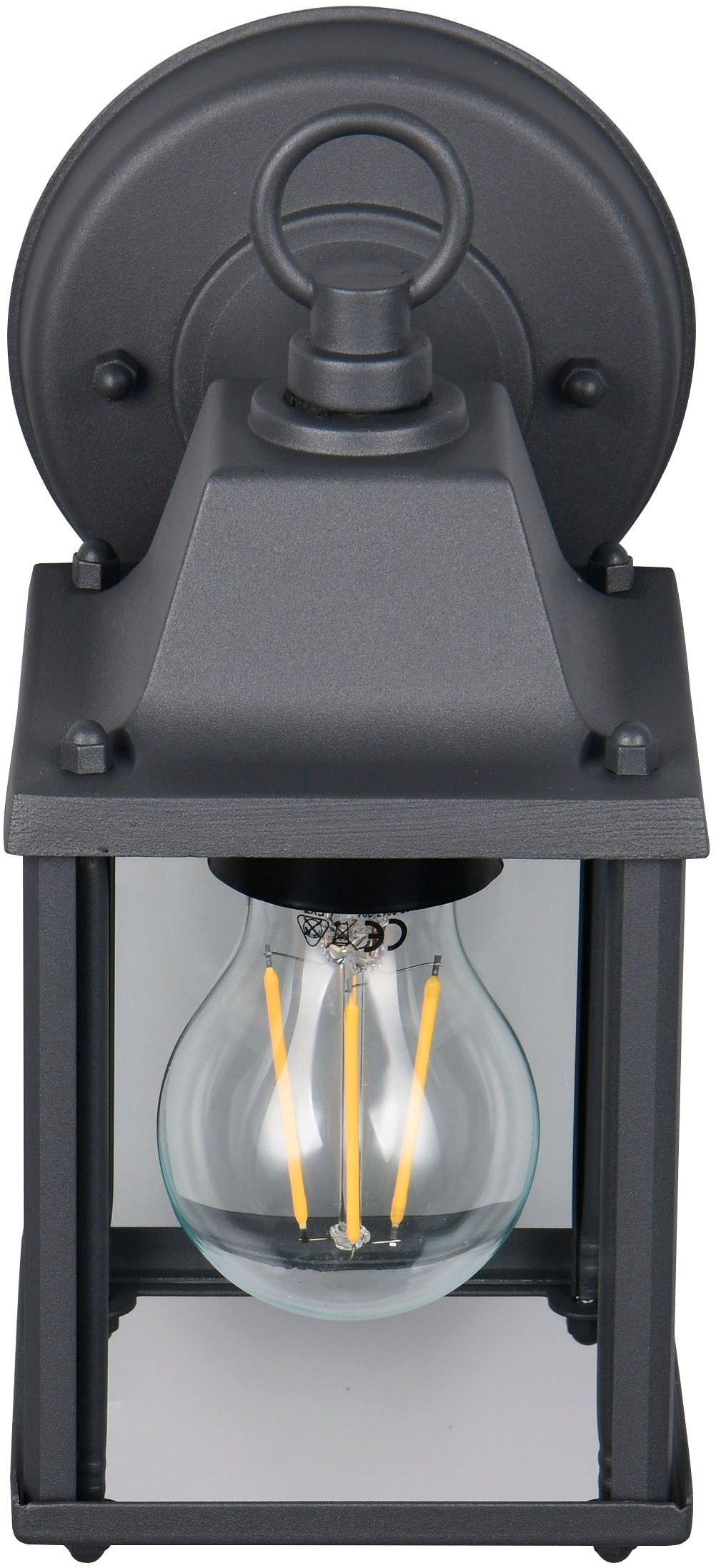 TRIO Leuchten Außen-Wandleuchte »MIRANDE, Hauswand Leuchte Laterne mit Glasschirm, exkl 1x E27 max 40W«, 1 flammig, Leuchtmittel E27 | Leuchtmittel wechselbar, IP23, Outdoor Wandlampe für wechselbare Leuchtmittel Höhe 23cm
