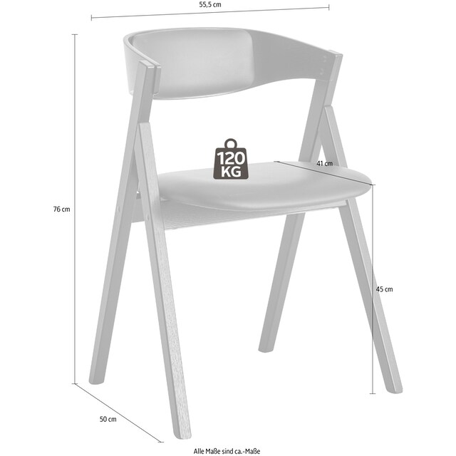 Hammel Furniture Holzstuhl »Findahl by Hammel City«, (Set), 2 St.,  Massivholz, mit Sitz und Rückenpolster aus Leder bestellen | BAUR