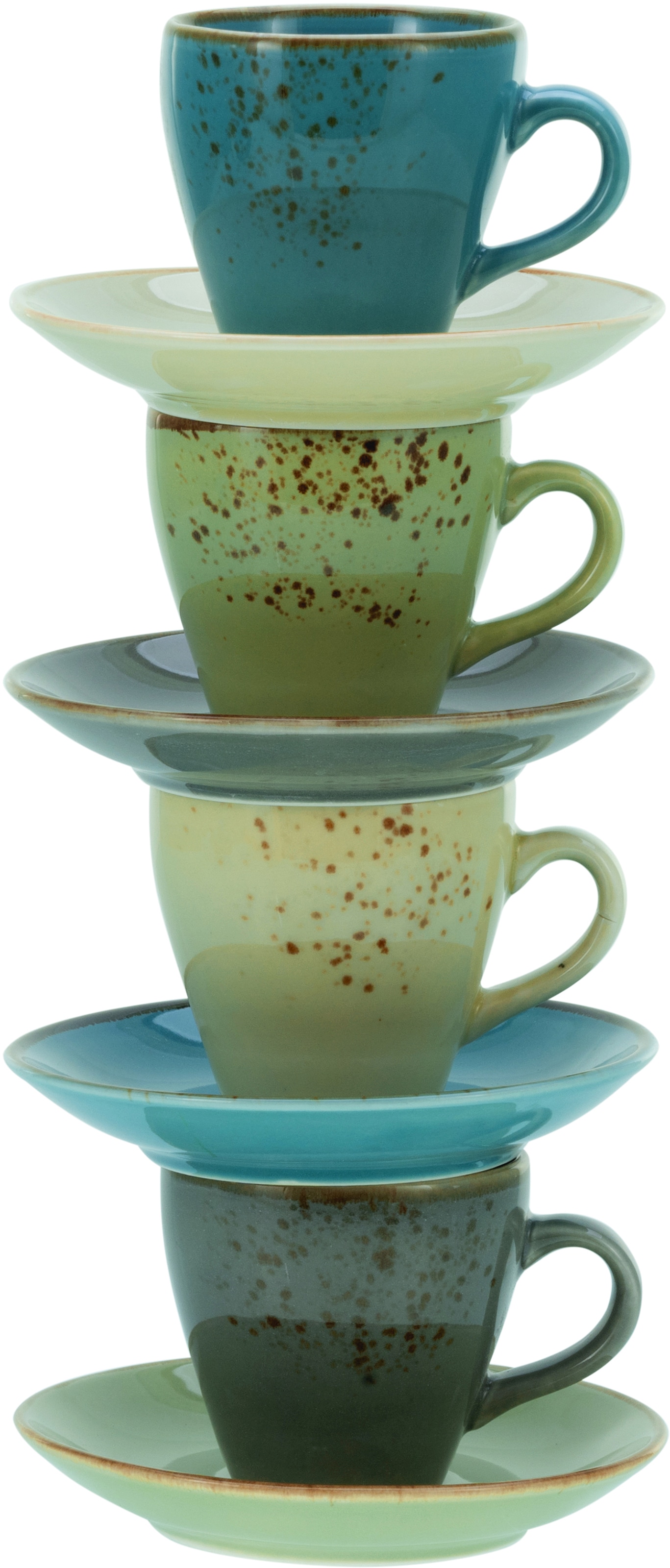 CreaTable Espressotasse Untertassen »Kaffeetasse Tassen (Set, NATURE | Set, COLLECTION«, Tassen, tlg.), bestellen 8 mit BAUR Sprenkel, 4 4 naturfarben