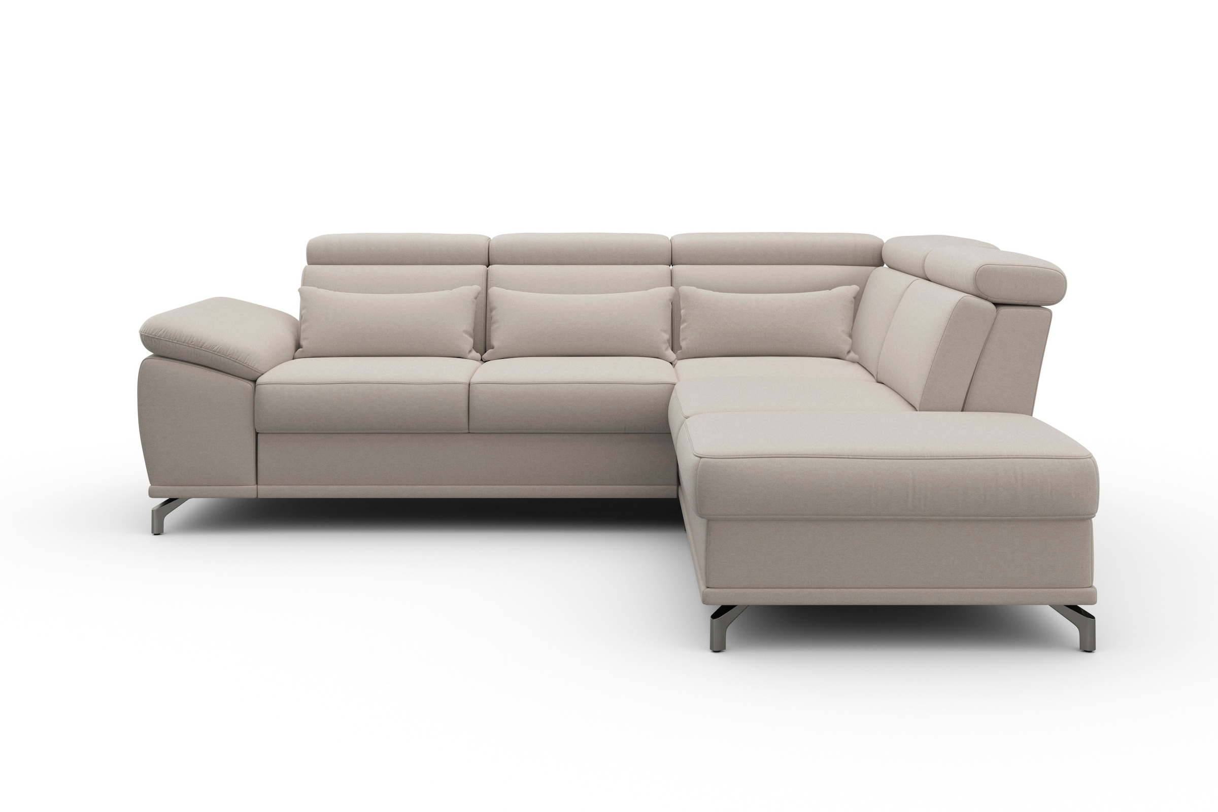 sit&more Ecksofa »Cabrio L-Form«, mit Sitztiefenverstellung und Federkern, 3 Nierenkissen