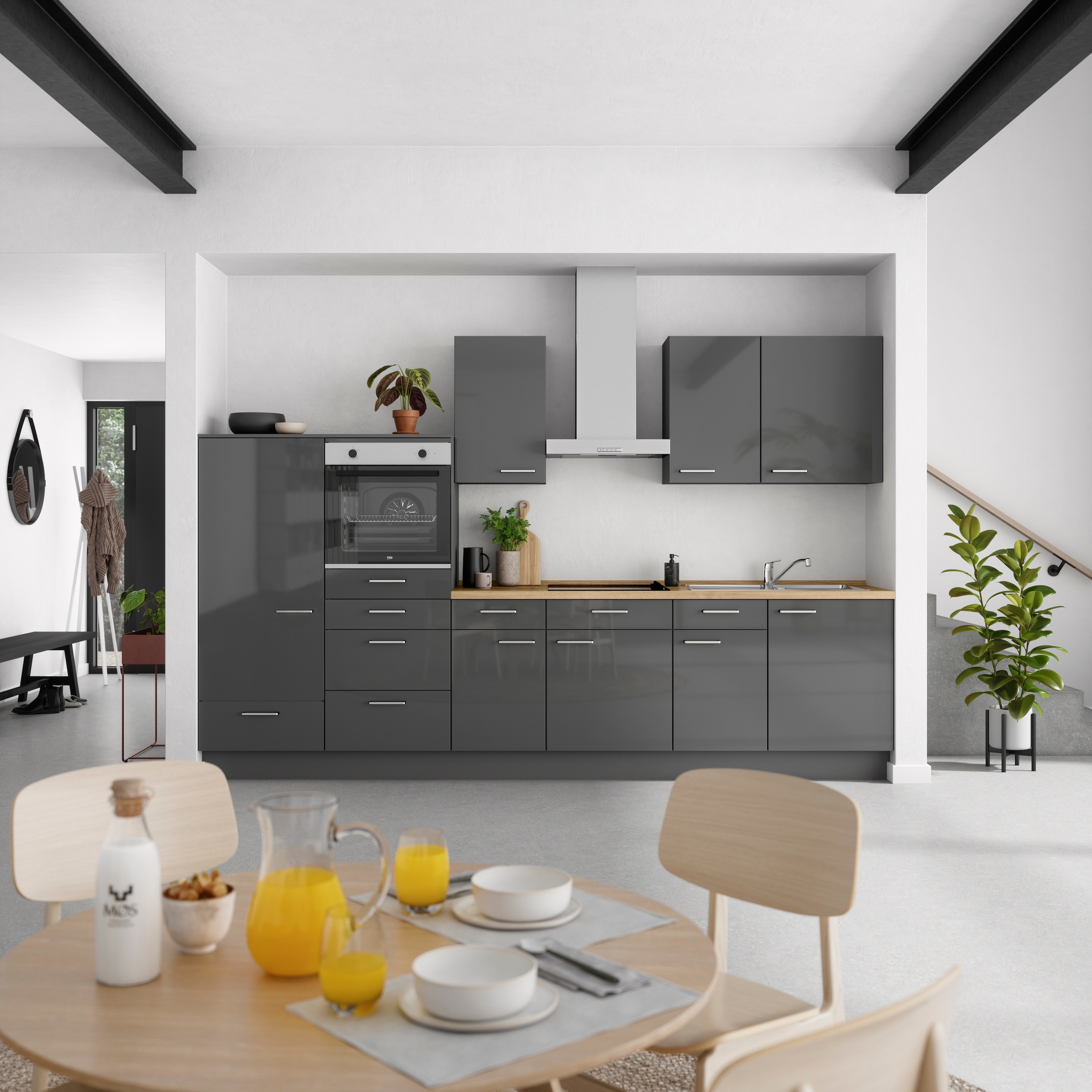 nobilia® Küchenzeile »"Flash I"«, vormontiert, Ausrichtung wählbar, Breite 330 cm, wahlw. mit E-Geräten