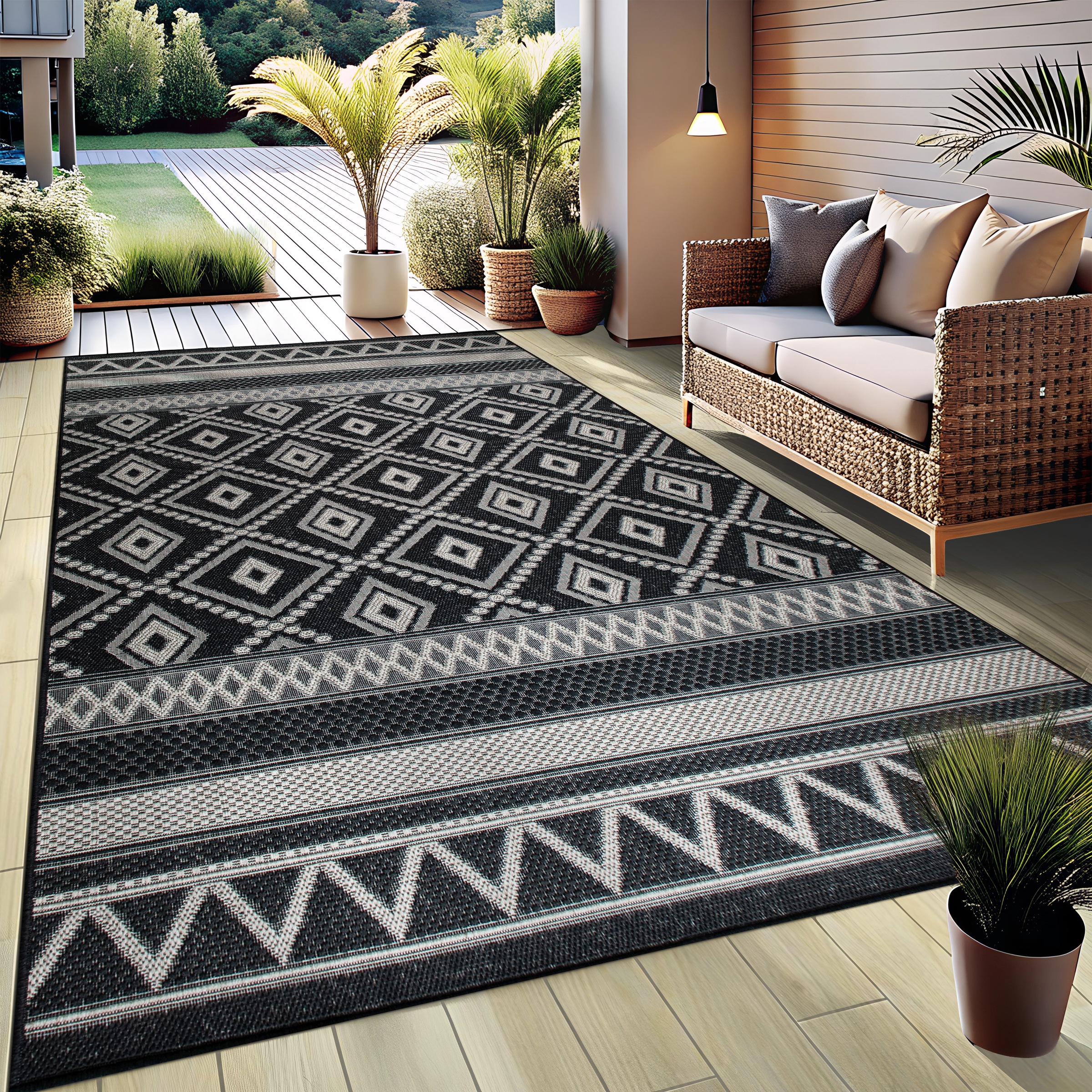 my home Teppich »Toronto auch als Läufer erhältlich«, rechteckig, 3 mm Höhe, In- und Outdoor geeignet, Sisal-Optik, Wetterfest & UV-beständig, Boho