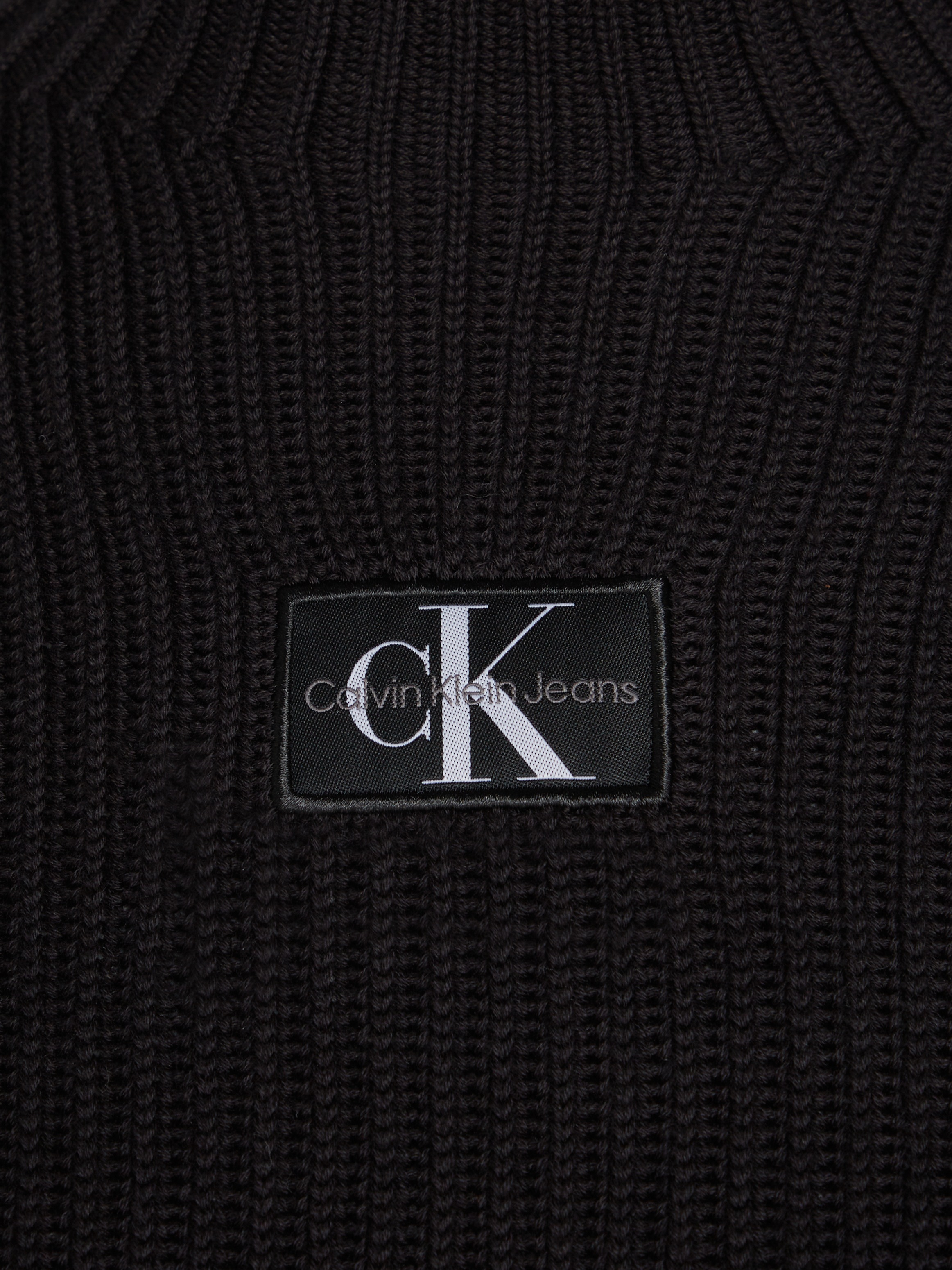 Calvin Klein Jeans Stehkragenpullover »WOVEN LABEL LOOSE SWEATER«, mit Logopatch