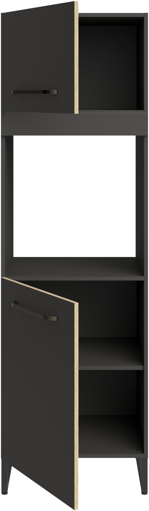 Parisot Schrank-Set »Wave 1, Küchenschrank, Buffetset, Küche«, (Set, 9 St., 4xUnterschrank, Theke/Arbeitsplattenergänzung.,3x Hochschrank, Regal), Türen mit Softclose Funktion, Thekenplatte aus Eiche - funiert