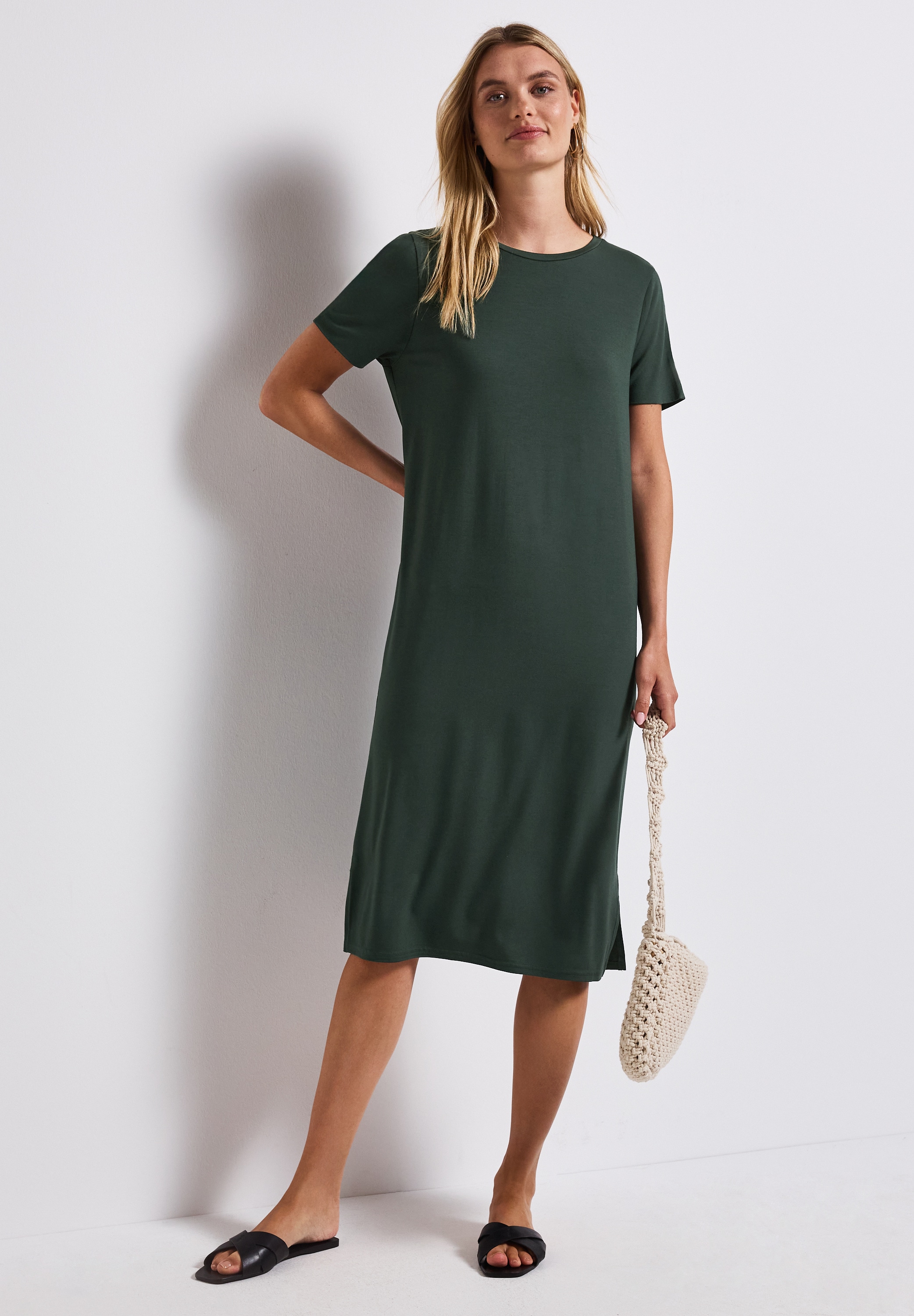STREET ONE Shirtkleid Ohne Taschen Sommerkleid mit Schlitzdetail günstig online kaufen