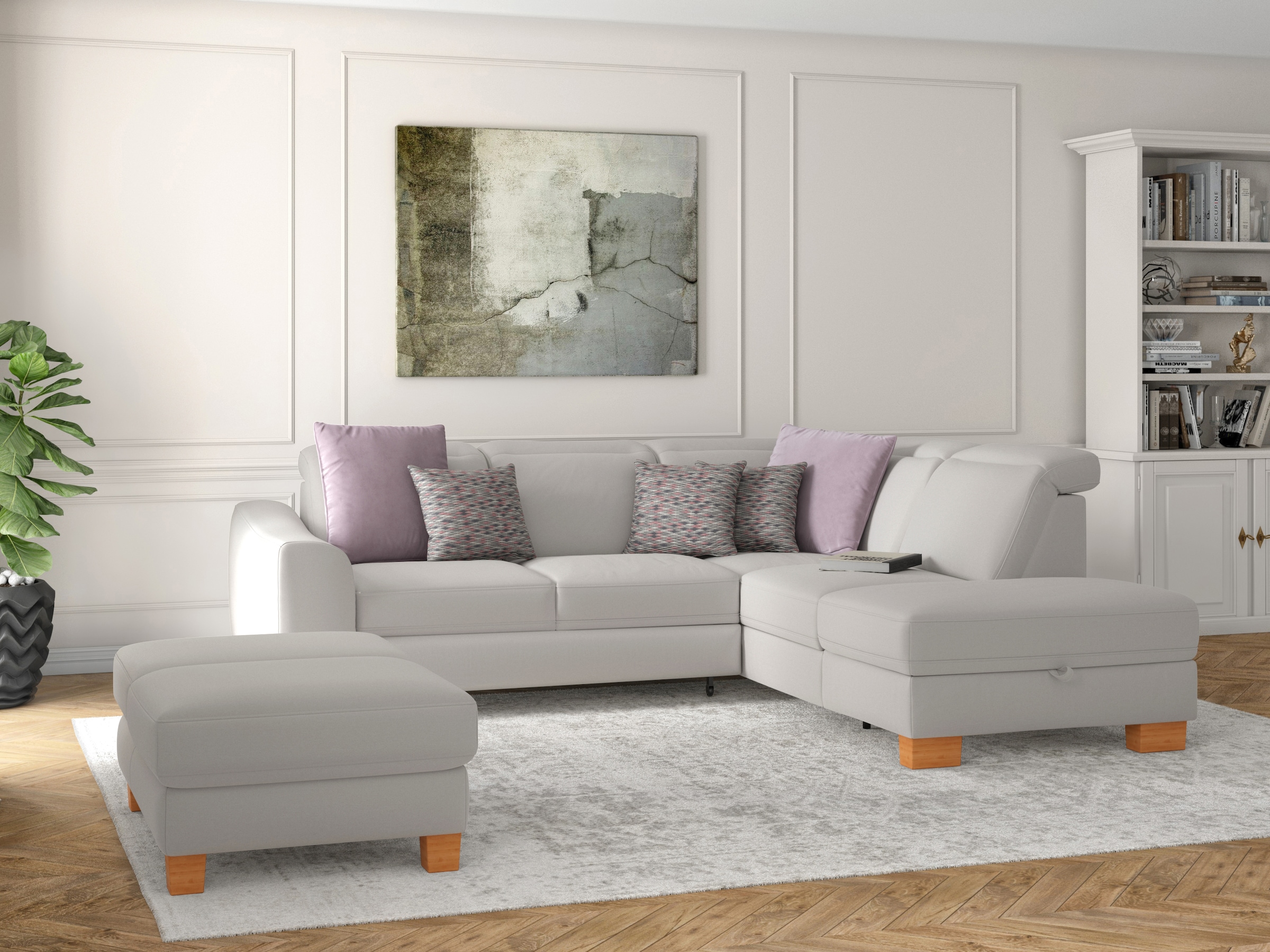 sit&more Ecksofa "Dundee L-Form" mit Federkern und Massivholzfüßen, wahlweise mit Kopfteilverstellung