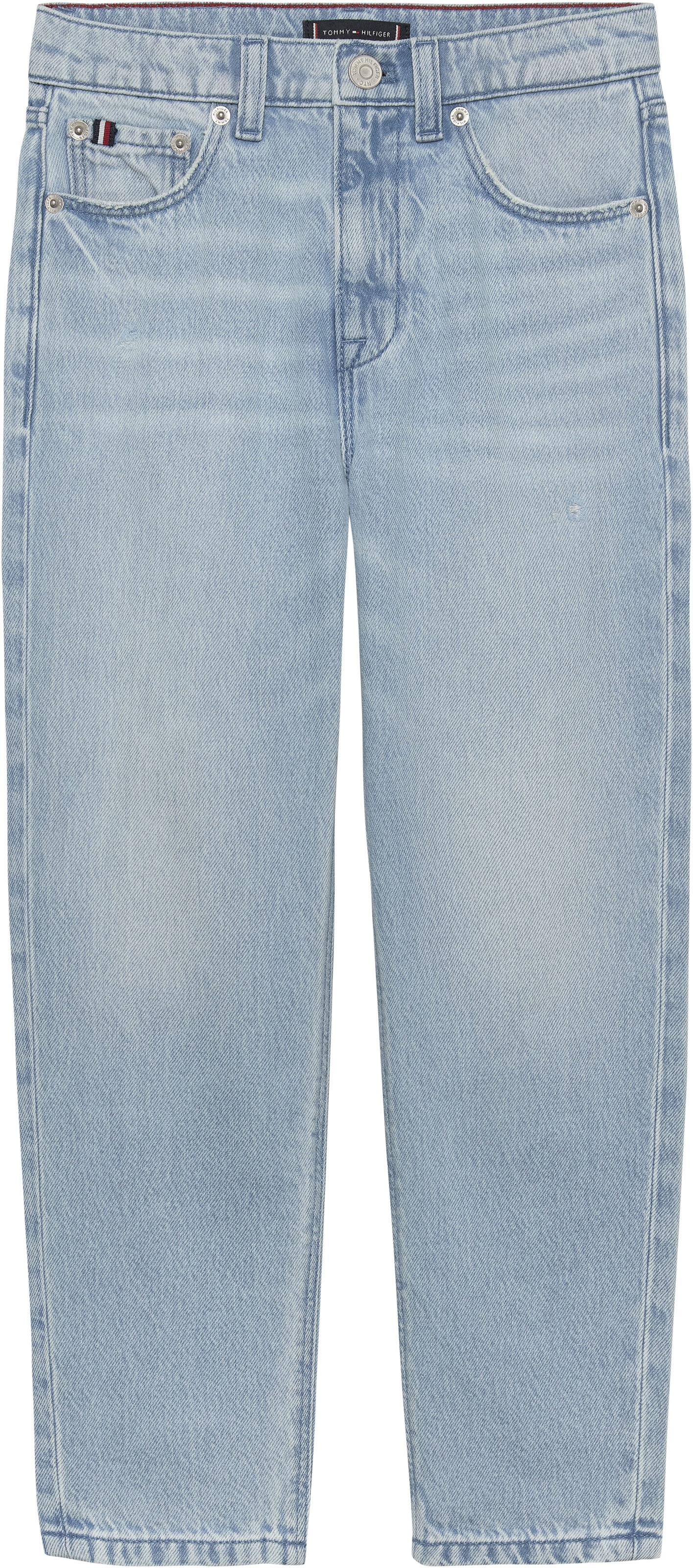 5-Pocket-Jeans TOMMY HILFIGER "ARCHIVE LIGHT BLUE JEANS", Jungen, Gr. 16 (176), N-Gr, lightused, Denim/Jeans, Obermaterial: 61% Baumwolle, 39% Lyocell, unifarben, regular fit lang, Jeans 5-Pocket-Jeans, Kinder bis 16 Jahre, mit Fade-Effekt, regular fit 8