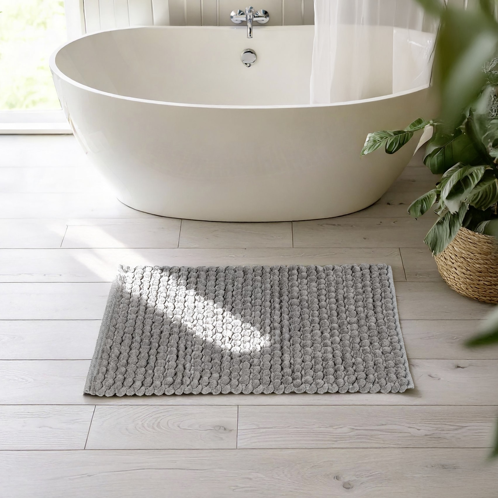 WENKO Duschmatte Höhe 30 mm rutschhemmend beschichtet mit moderner Struktur, fusselfrei, stark wasserabsorbierend