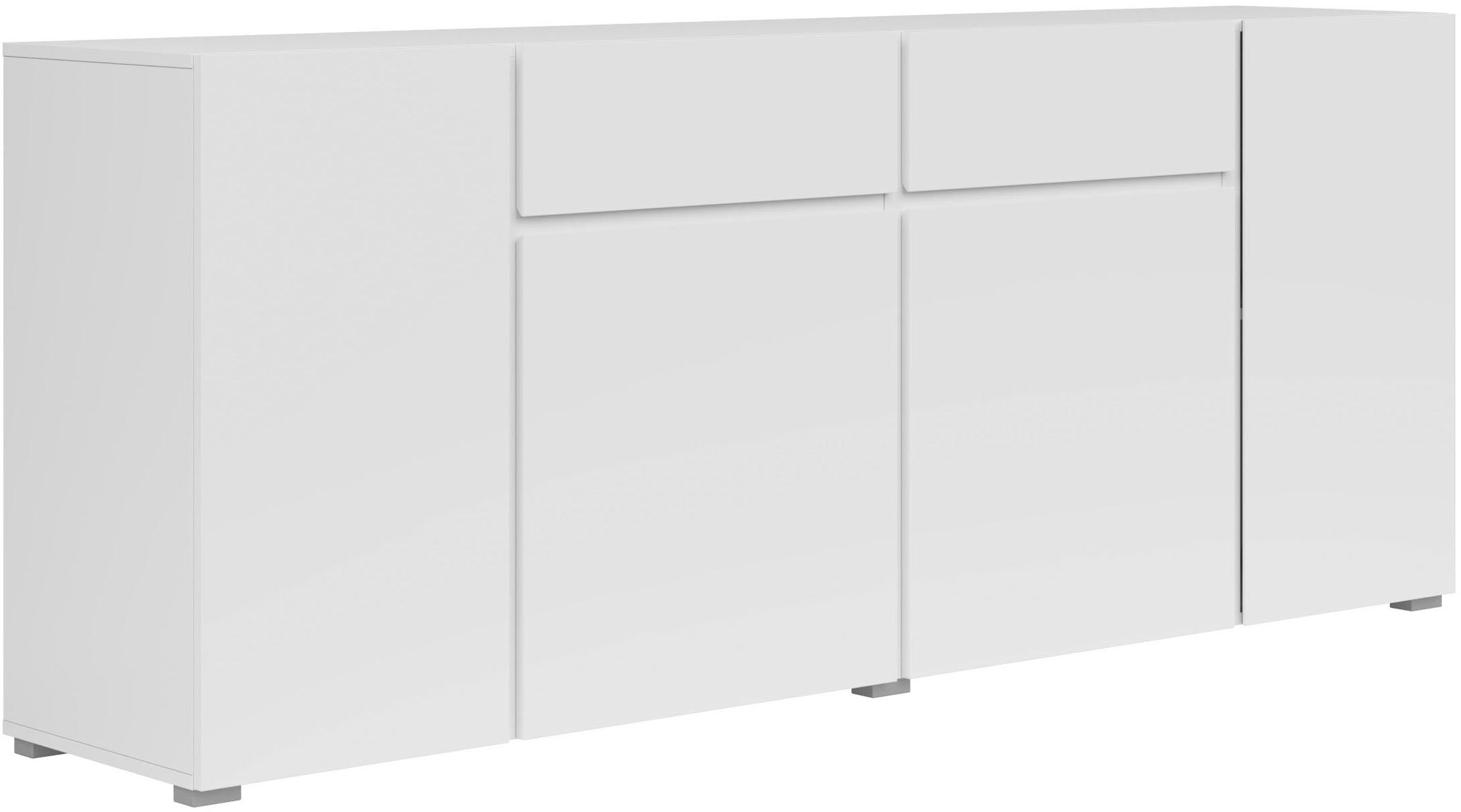 INOSIGN Sideboard »Asymetric, Breite 195 cm, grifflose Kommode 4 Türen/2 Schubkästen«, Schubladenschrank mit viel Stauraum, Einlegeböden verstellbar