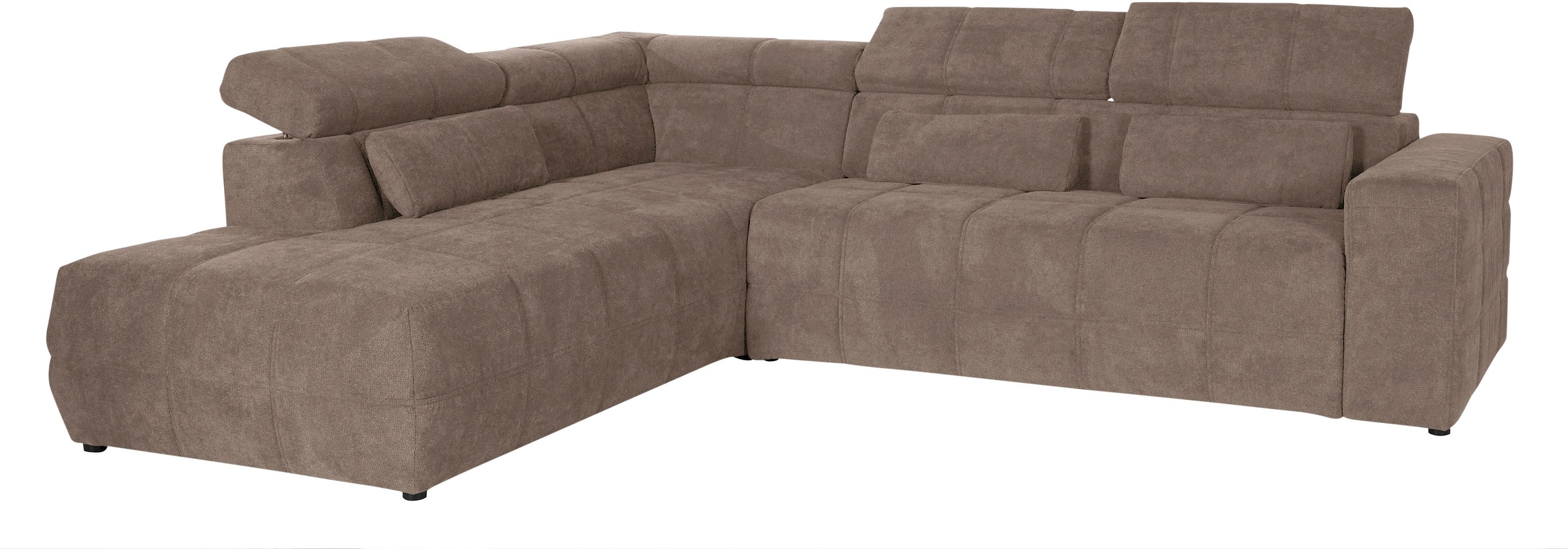 DOMO collection Ecksofa »Brandon L-Form, auch in Leder«, inklusive Kopfteilverstellung, wahlweise mit Sitztiefenverstellung