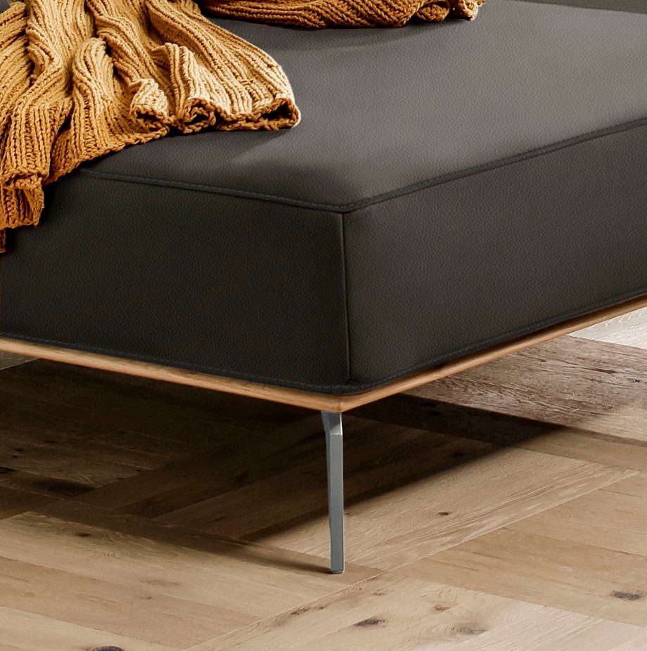 W.SCHILLIG Ecksofa »run, Designsofa mit tollem Sitzkomfort, bequem, L-Form«, mit elegantem Holzsockel, Füße in Silber matt, Breite 319 cm