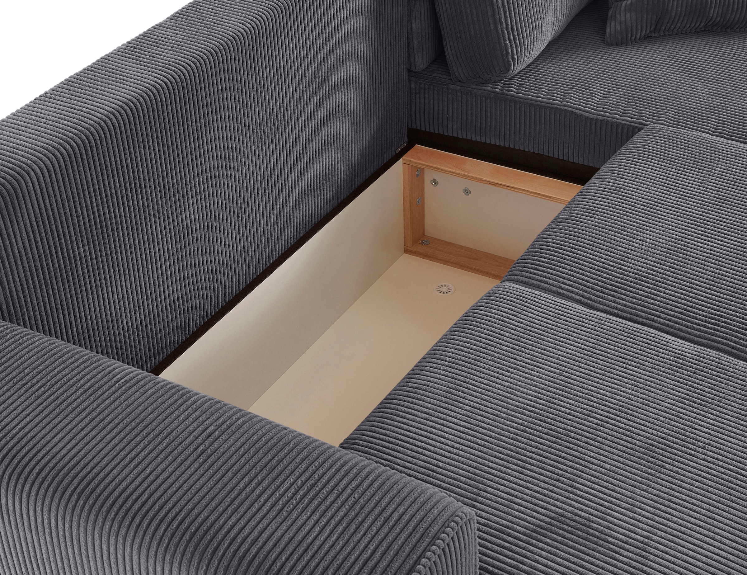 Guido Maria Kretschmer Home&Living Ecksofa »Györ«, L-Form, wahlweise mit Bettfunktion und Bettkasten incl. 2 Zierkissen