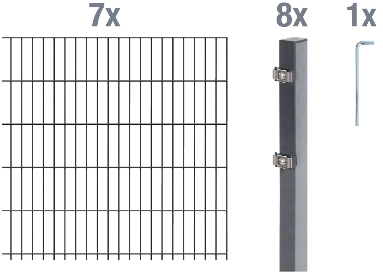 Alberts Doppelstabmattenzaun "Grundset", Höhe: 80 - 160 cm, Gesamtlänge: 4 - 30 m, zum Einbetonieren