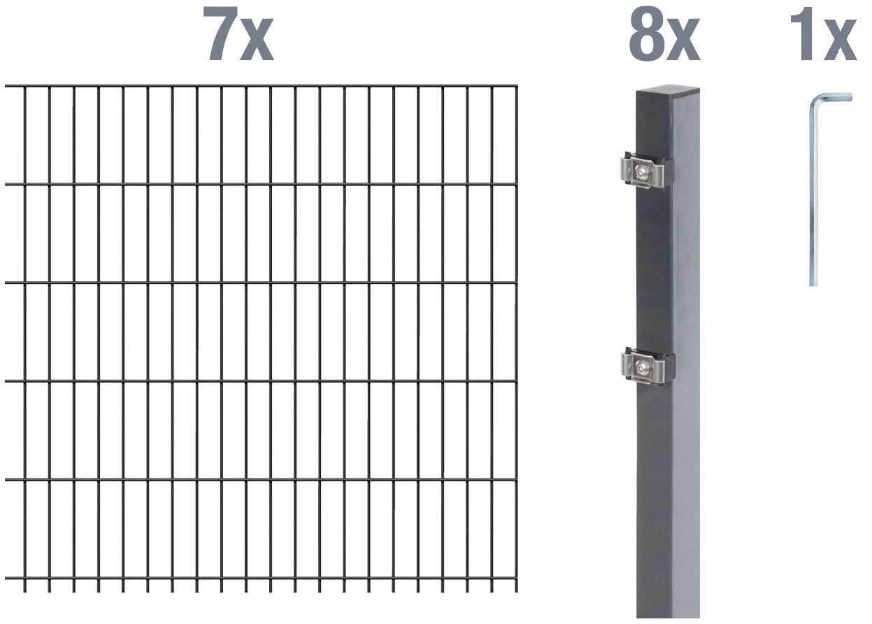 Alberts Doppelstabmattenzaun "Grundset" Höhe: 80-200 cm, Gesamtlänge: 4-30 m, zum Einbetonieren