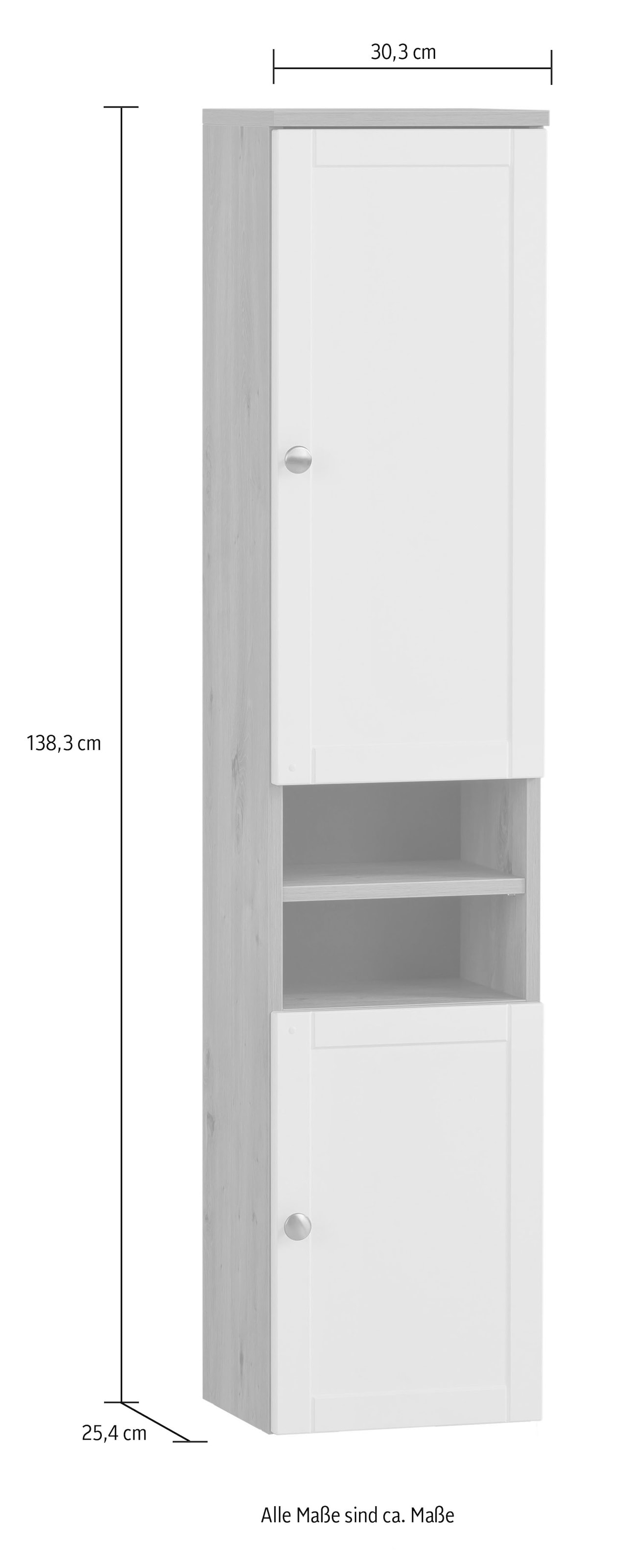 Schildmeyer Hochschrank »Jesper Breite 30,3 cm«, Türen in Landhausoptik, Griff und Beschläge aus Metall