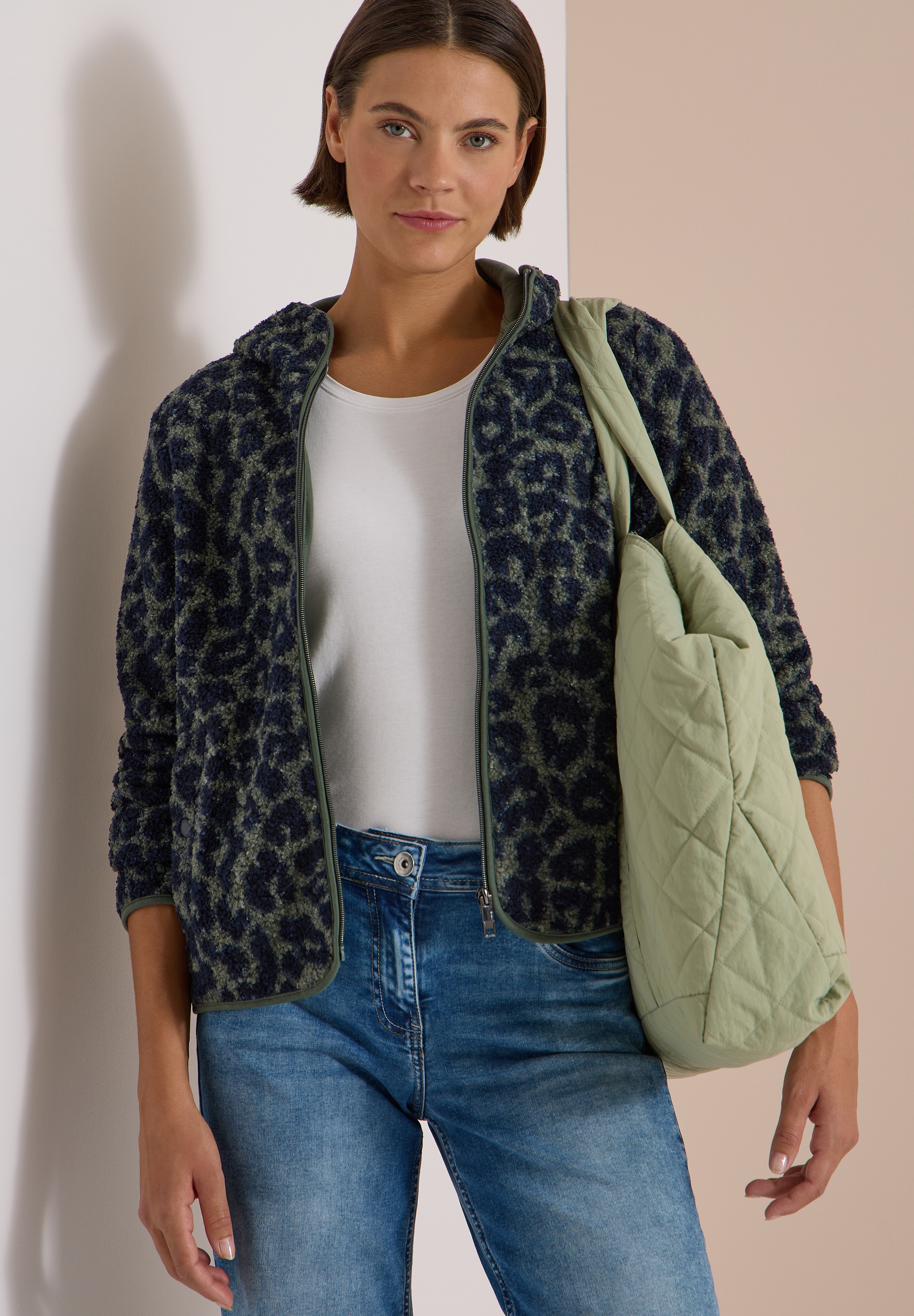 Cecil Kapuzenplüschjacke mit Kapuze mit Kapuze, Animal Print