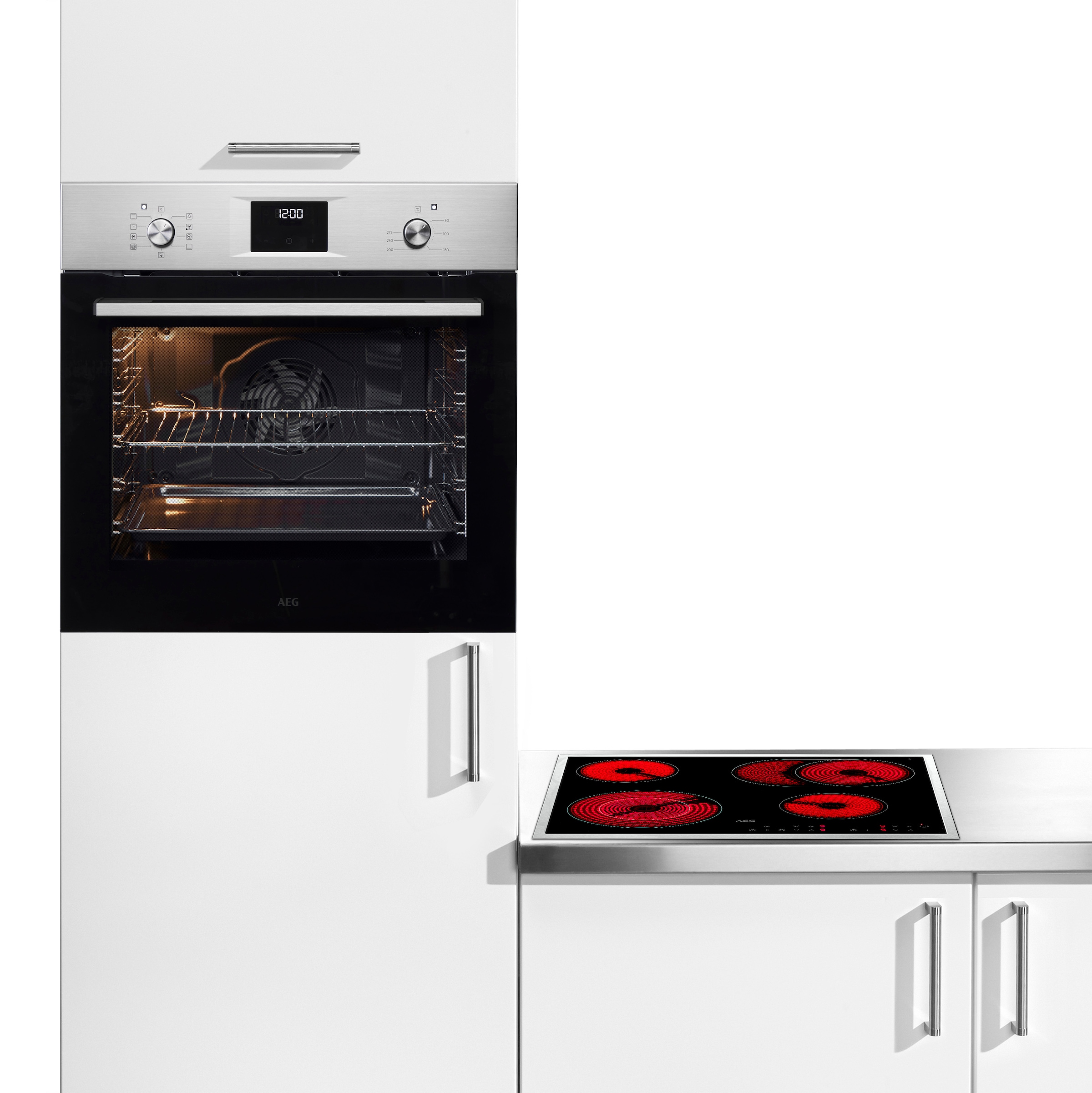 AEG Backofen-Set »OU5AB20ZSM« Aqua Clean Glaskeramikkochfeld, autarker Backofen, mit Timer-Funktion